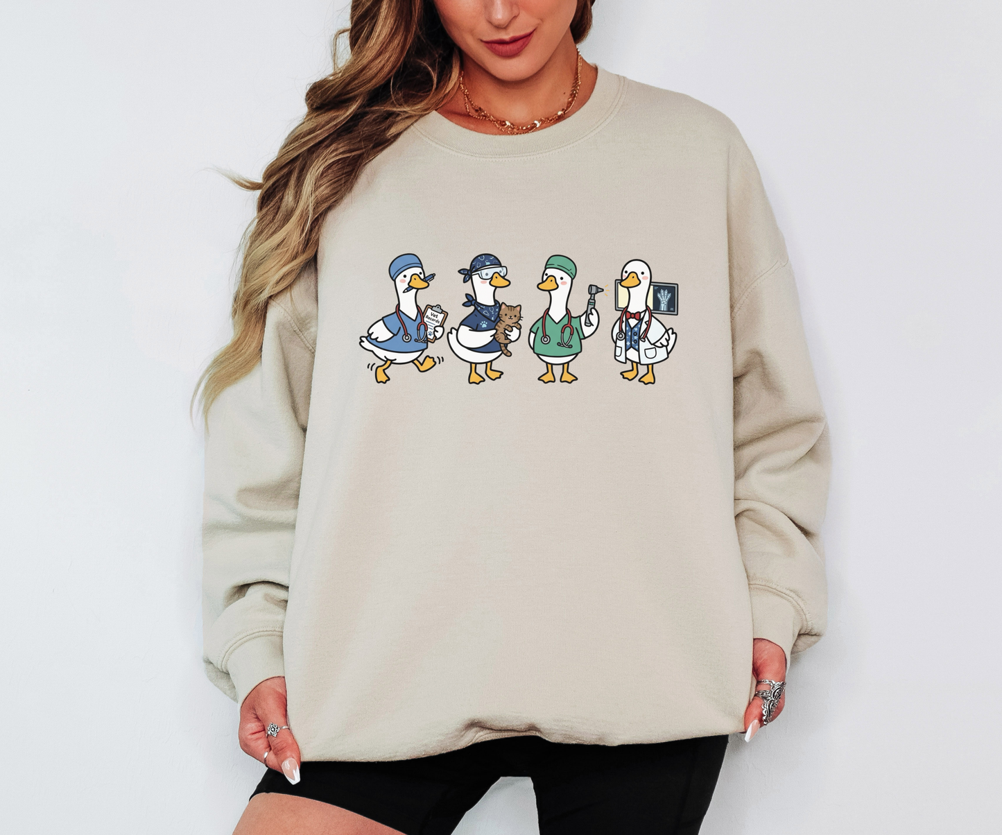 Funny Veterinary Goose Sweatshirt – Silly Goose Vet Tech Graphic Crewneck on Gildan for Vet Med Professionals