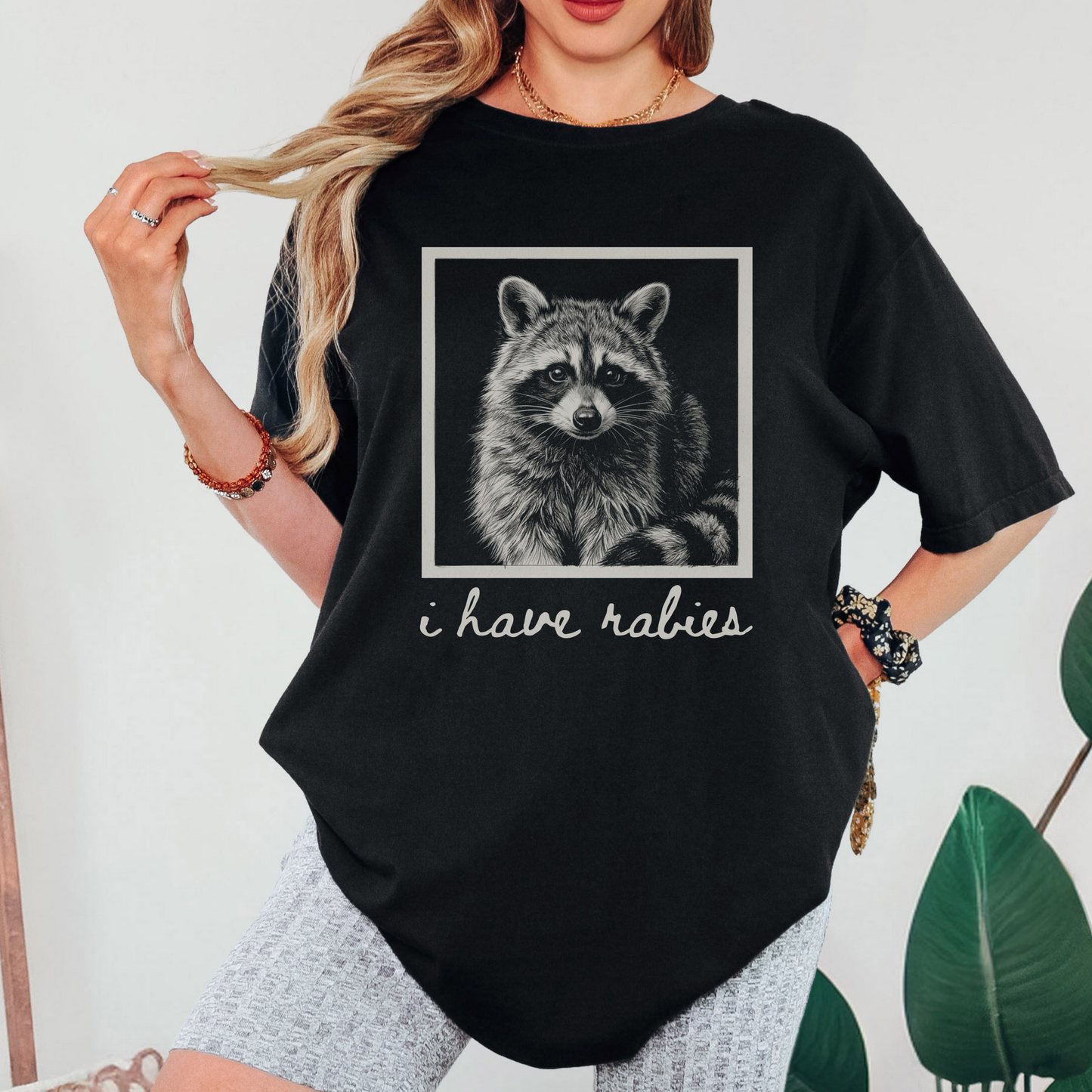 Funny Raccoon T-Shirt – “I Have Rabies” Dark Humor Cottagecore Graphic Tee on Comfort Colors