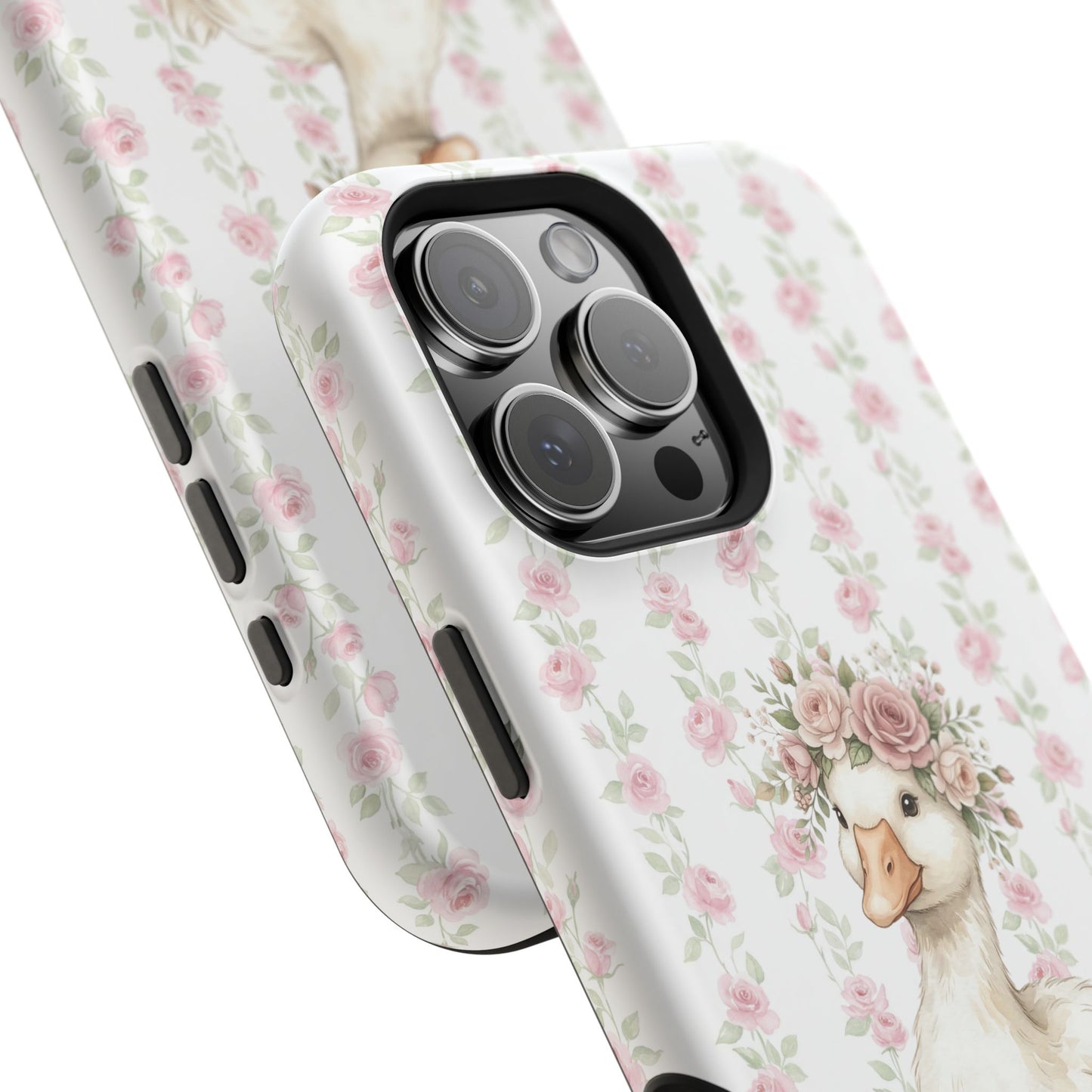 Coquette Floral Goose Phone Case – Vintage Flower Pattern Aesthetic Case for iPhone & Samsung Galaxy