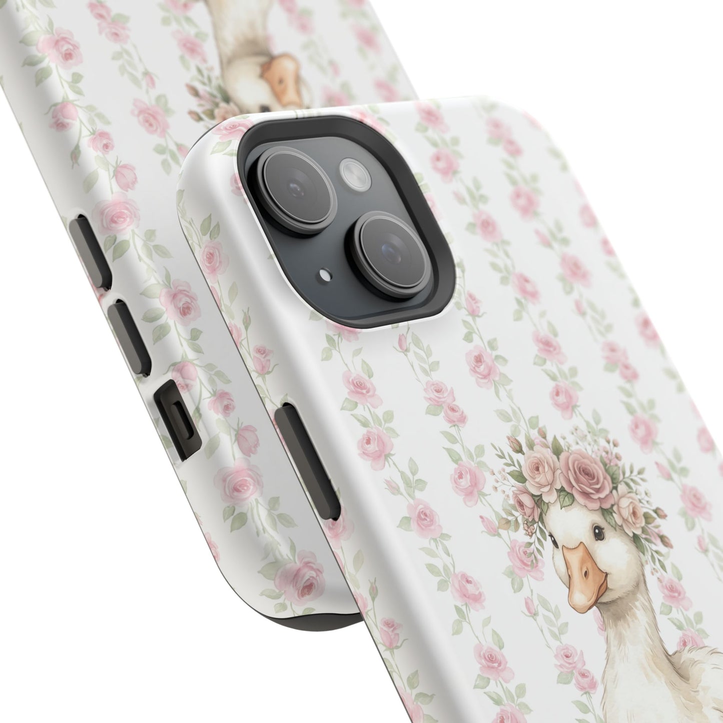 Coquette Floral Goose Phone Case – Vintage Flower Pattern Aesthetic Case for iPhone & Samsung Galaxy