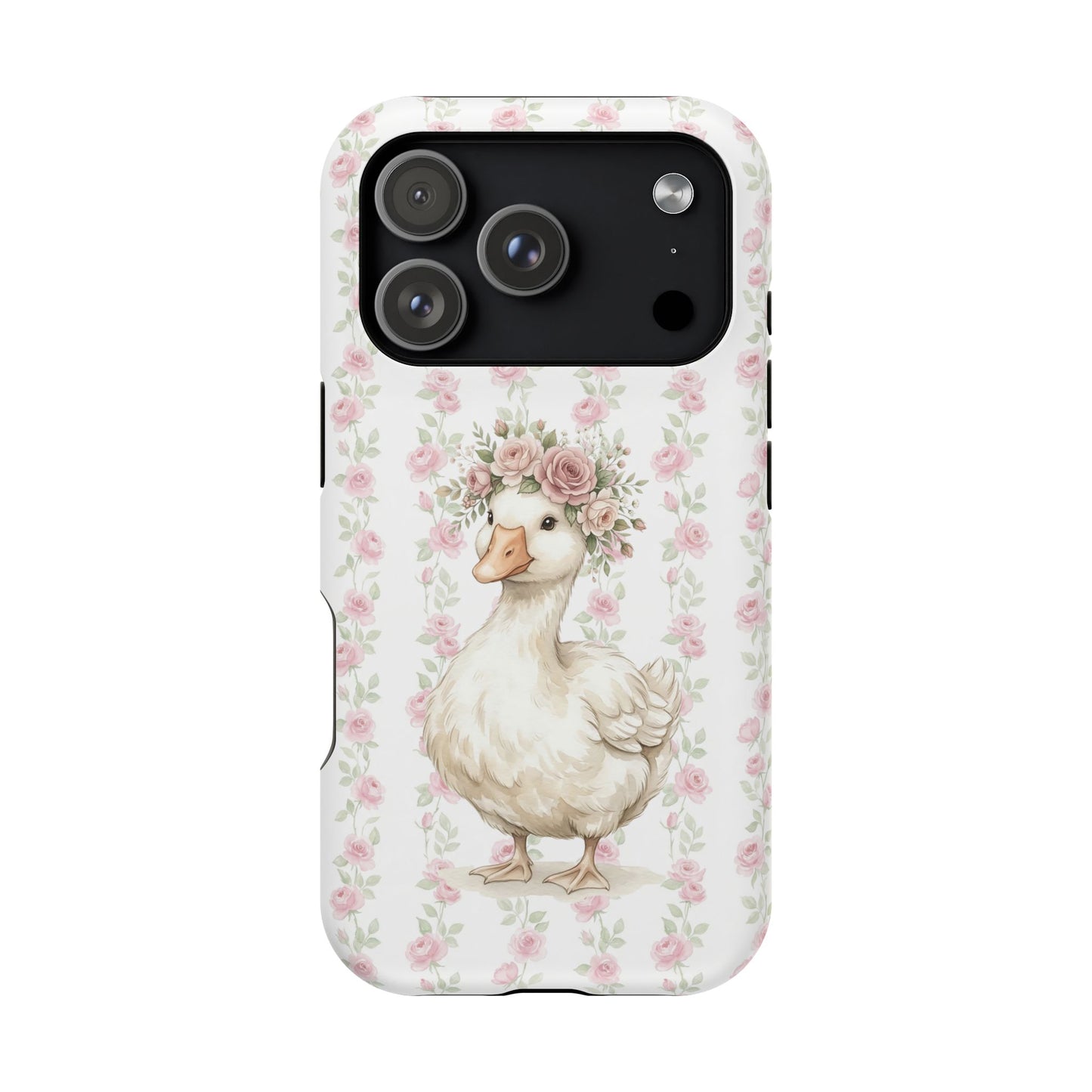 Coquette Floral Goose Phone Case – Vintage Flower Pattern Aesthetic Case for iPhone & Samsung Galaxy