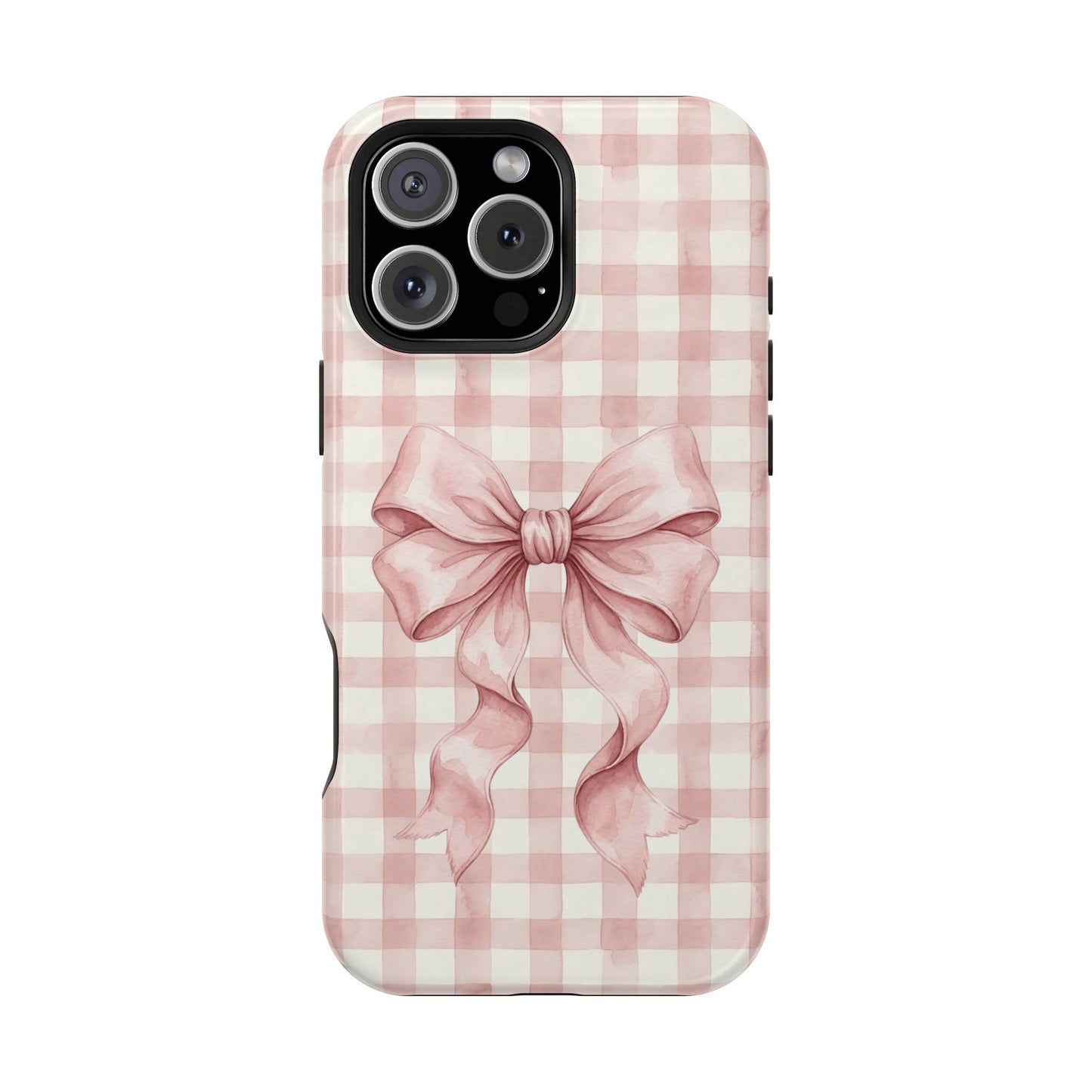 Coquette Bow Phone Case – Pink Gingham Ribbon Aesthetic Case for iPhone & Samsung Galaxy