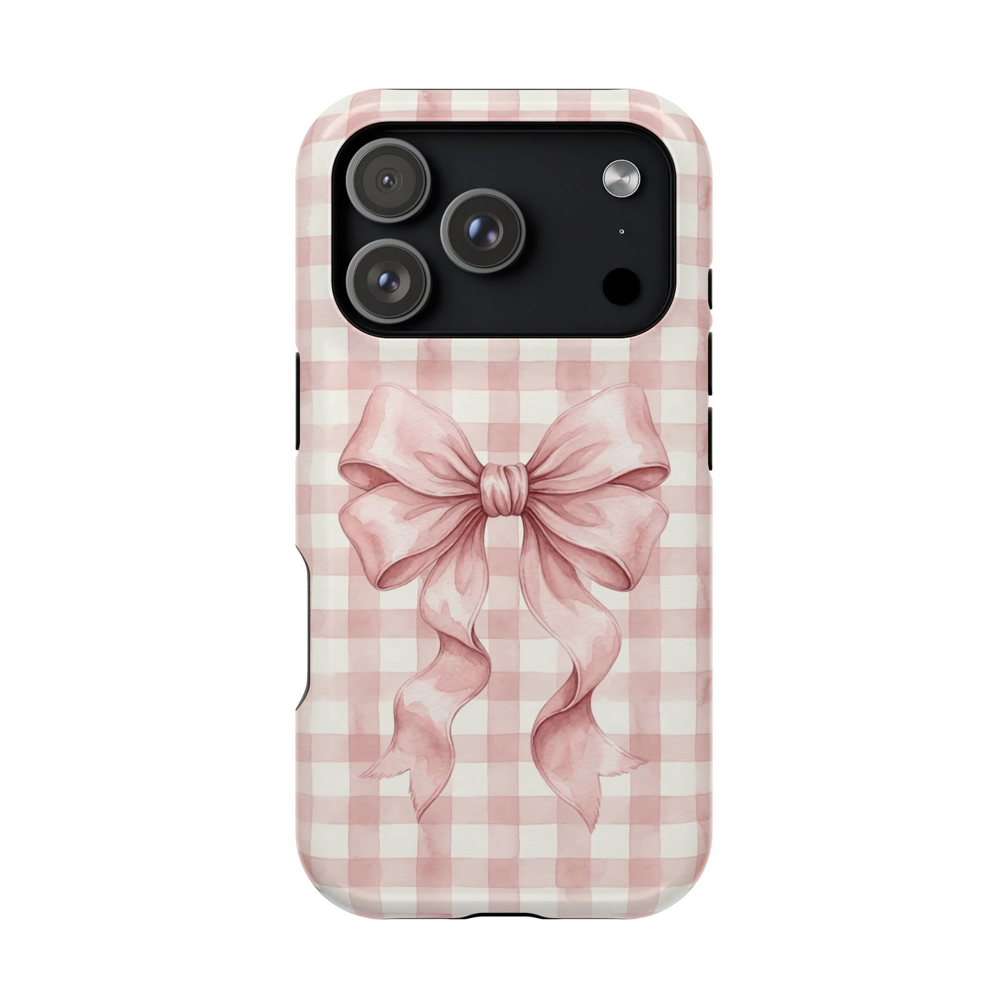 Coquette Bow Phone Case – Pink Gingham Ribbon Aesthetic Case for iPhone & Samsung Galaxy
