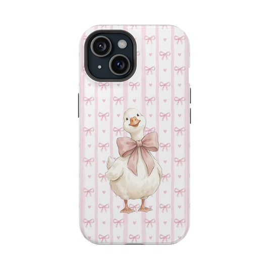 Coquette Goose Phone Case – Goose with Bow Aesthetic Case for iPhone & Samsung Galaxy