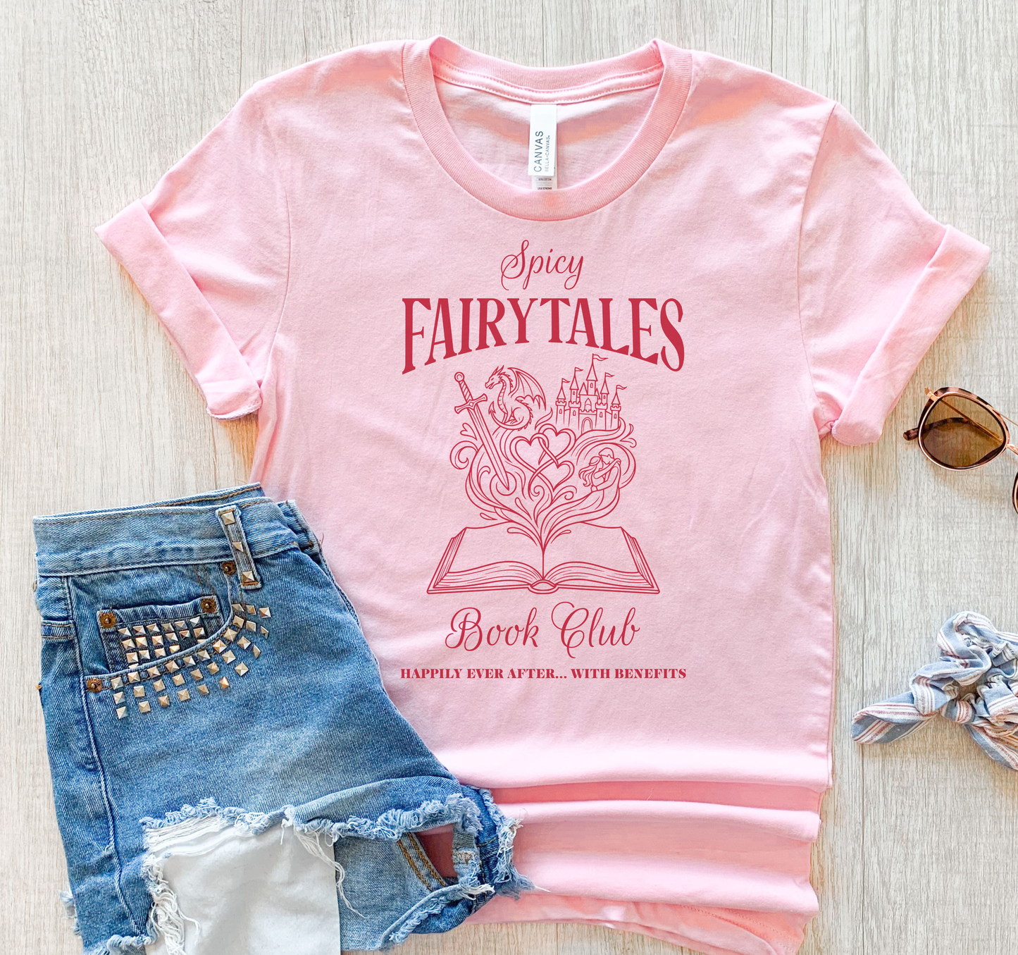 Spicy Fairytales Book Club T-Shirt – BookTok Romance Reader Graphic Tee on Bella Canvas