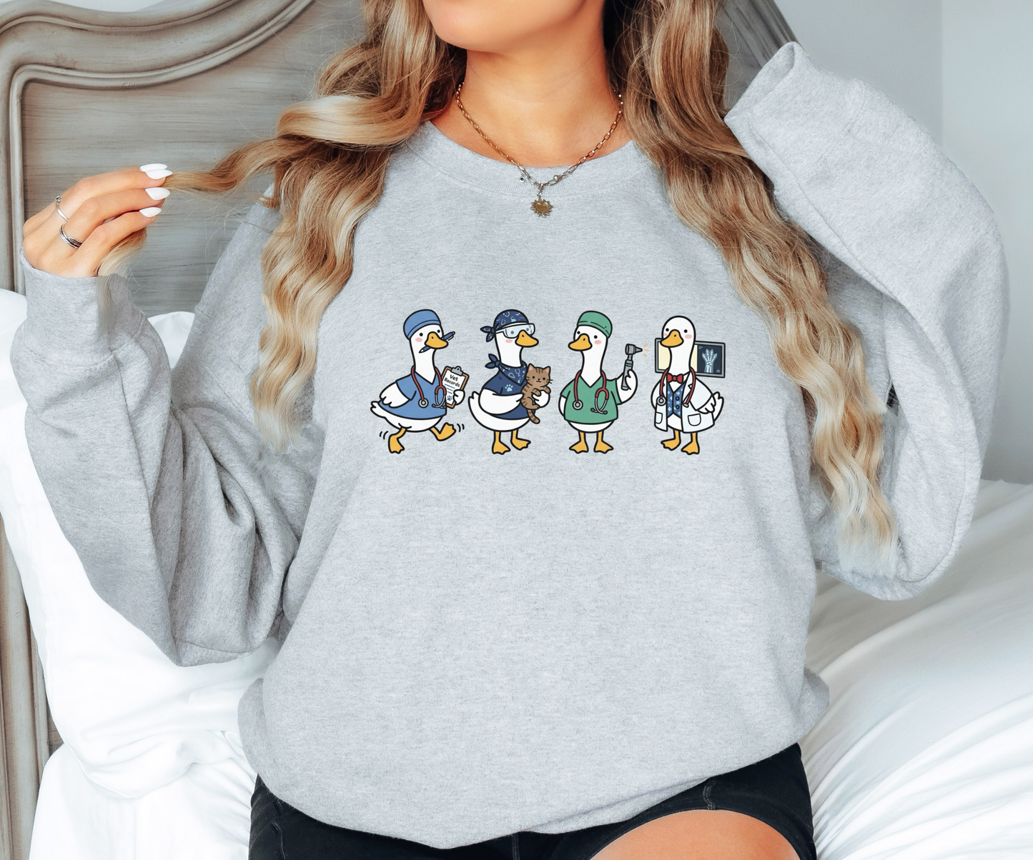 Funny Veterinary Goose Sweatshirt – Silly Goose Vet Tech Graphic Crewneck on Gildan for Vet Med Professionals