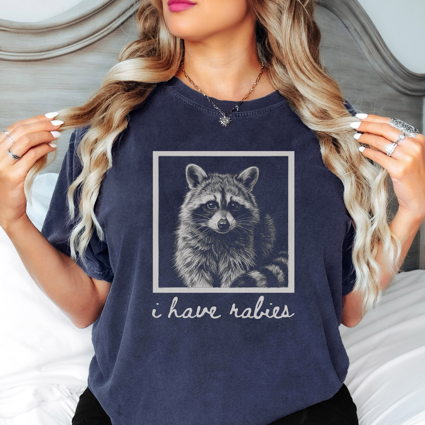 Funny Raccoon T-Shirt – “I Have Rabies” Dark Humor Cottagecore Graphic Tee on Comfort Colors