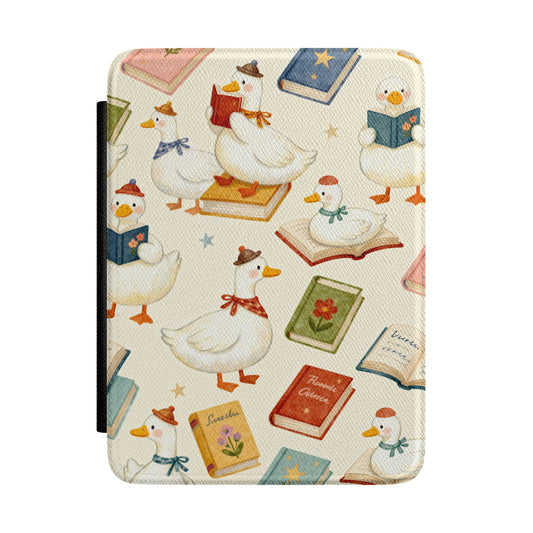 Cute Goose Kindle Case – Silly Geese Reading Aesthetic E-Reader Cover for Book Lovers