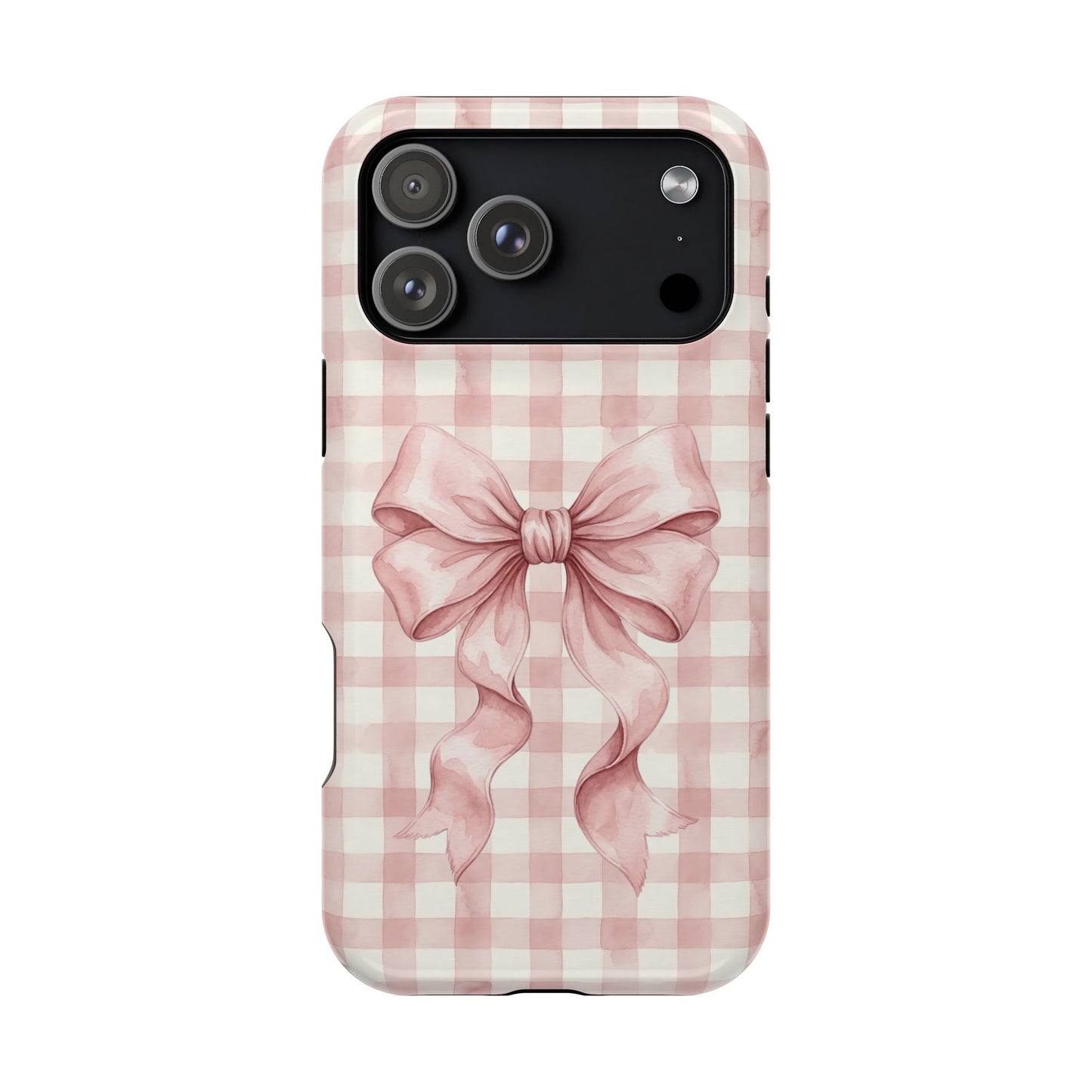 Coquette Bow Phone Case – Pink Gingham Ribbon Aesthetic Case for iPhone & Samsung Galaxy
