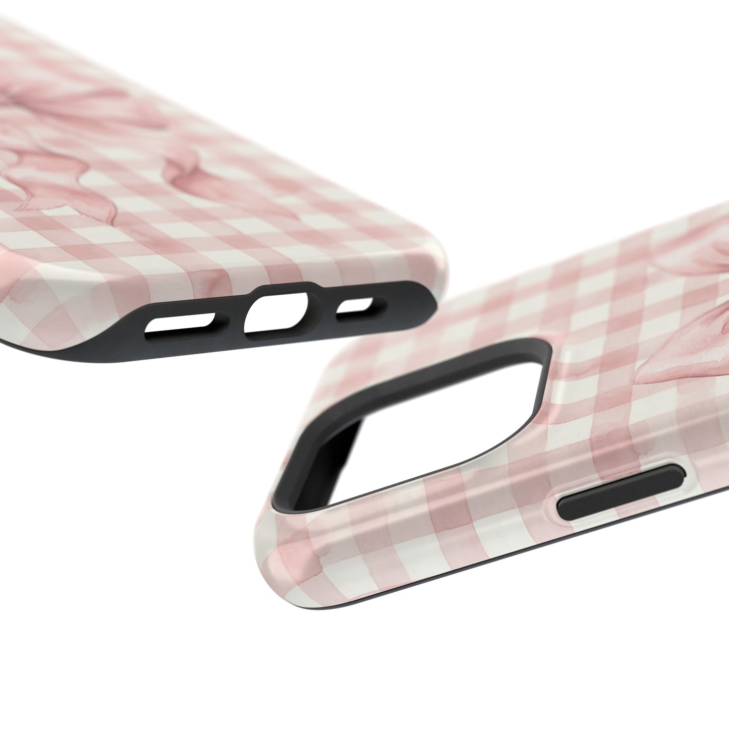 Coquette Bow Phone Case – Pink Gingham Ribbon Aesthetic Case for iPhone & Samsung Galaxy