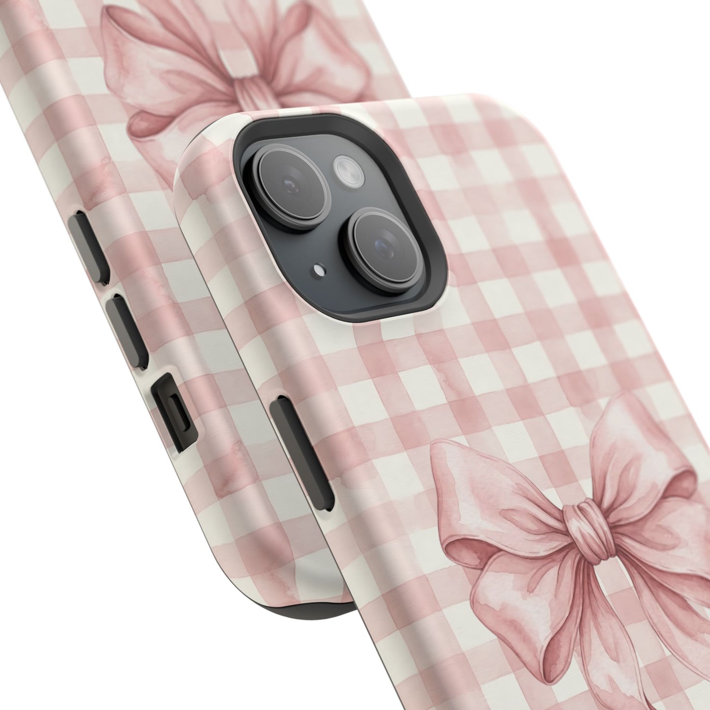 Coquette Bow Phone Case – Pink Gingham Ribbon Aesthetic Case for iPhone & Samsung Galaxy