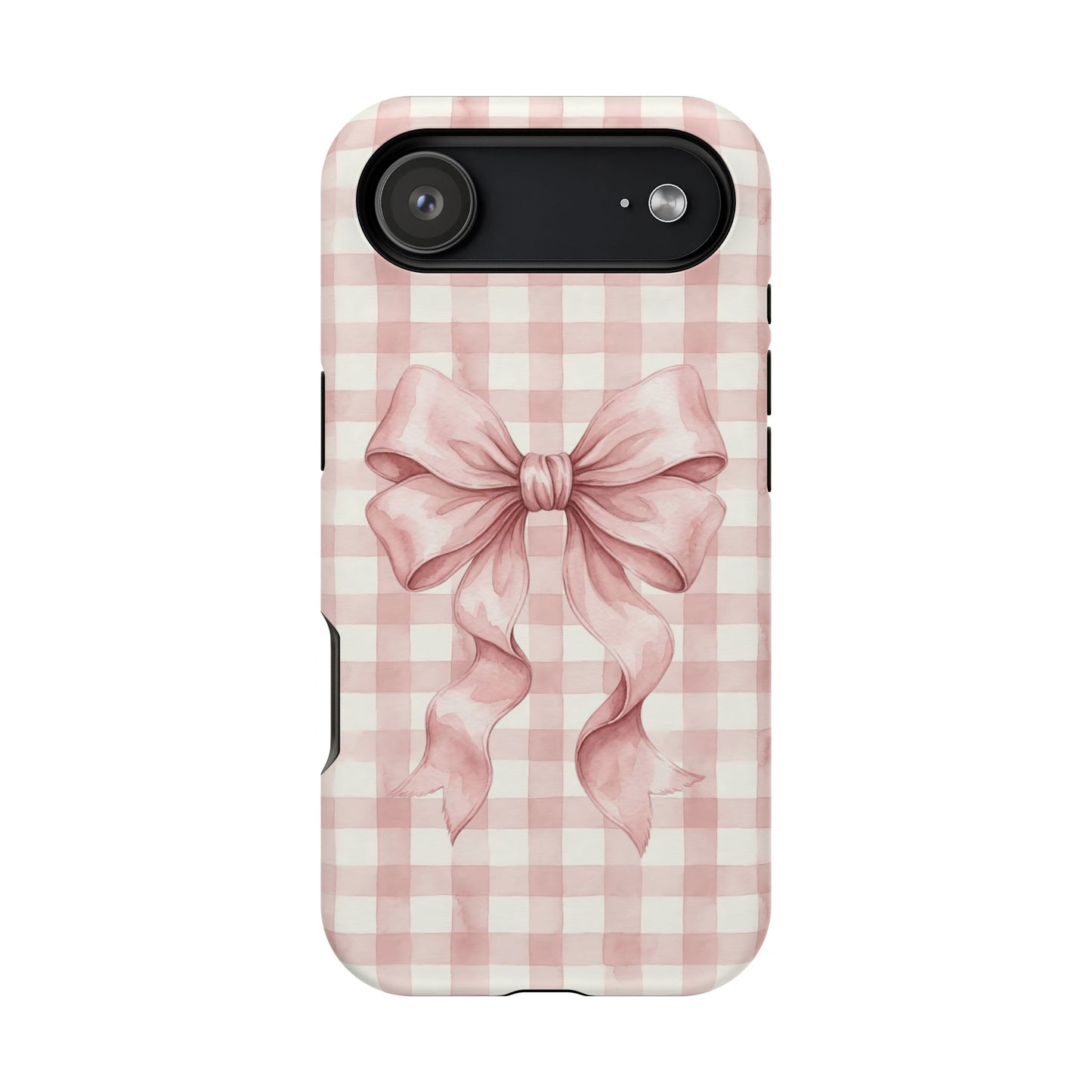 Coquette Bow Phone Case – Pink Gingham Ribbon Aesthetic Case for iPhone & Samsung Galaxy
