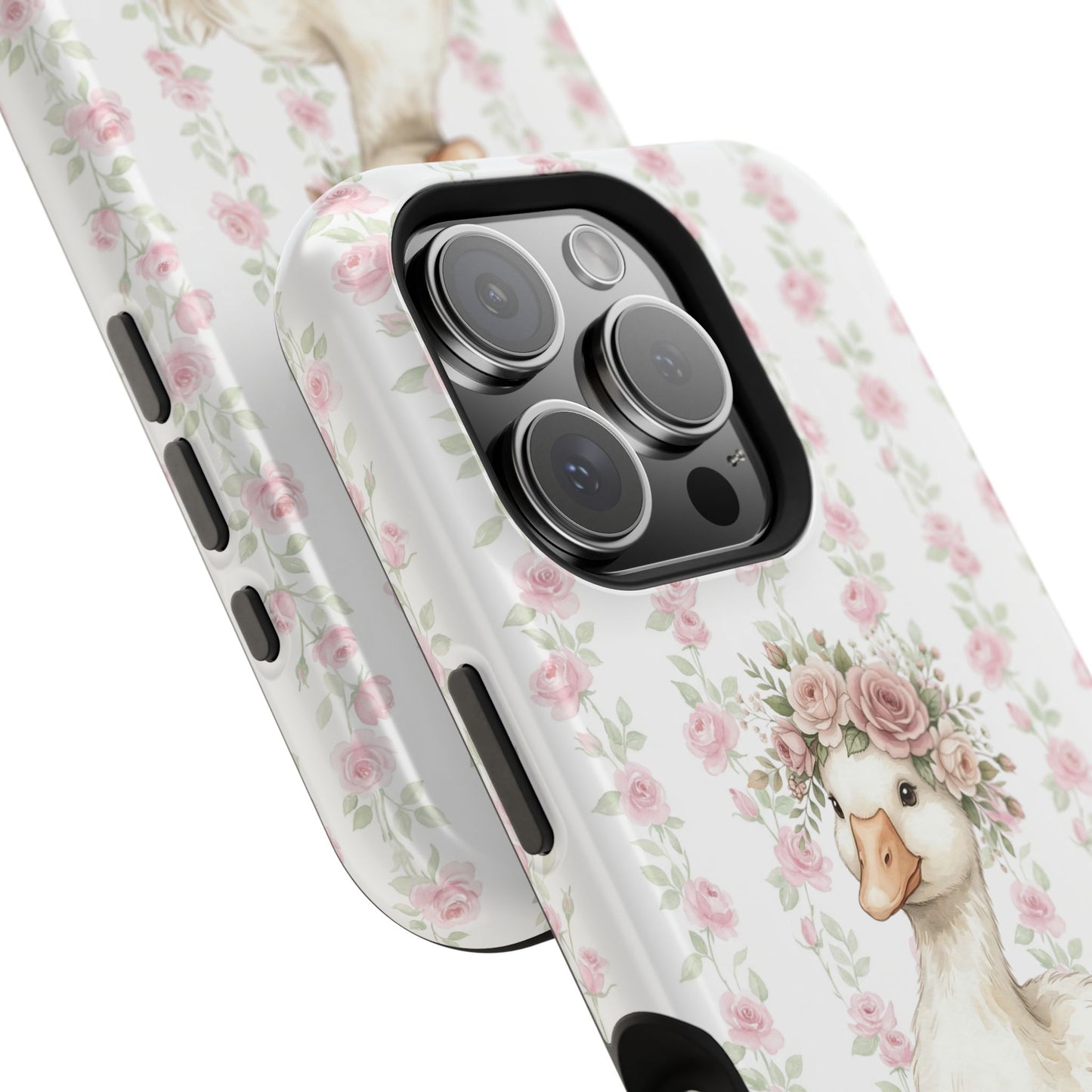 Coquette Floral Goose Phone Case – Vintage Flower Pattern Aesthetic Case for iPhone & Samsung Galaxy