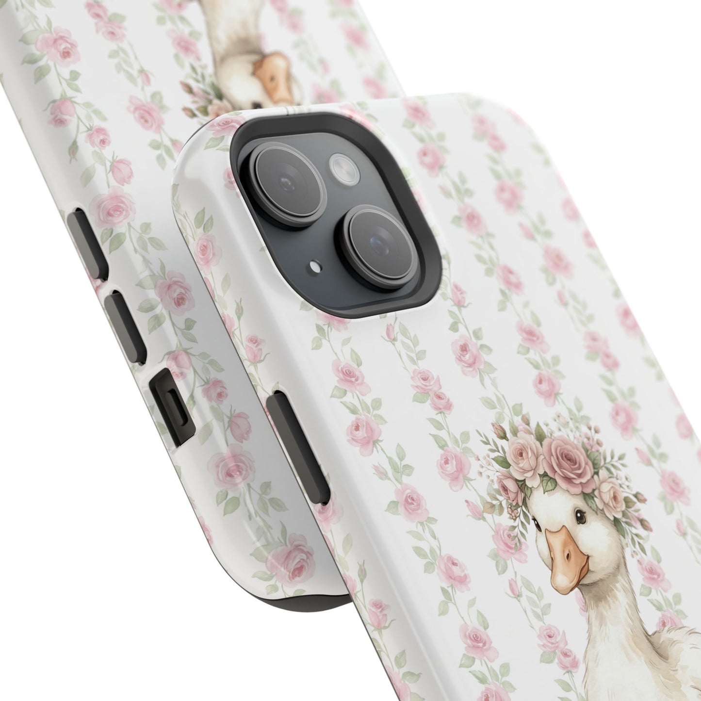Coquette Floral Goose Phone Case – Vintage Flower Pattern Aesthetic Case for iPhone & Samsung Galaxy