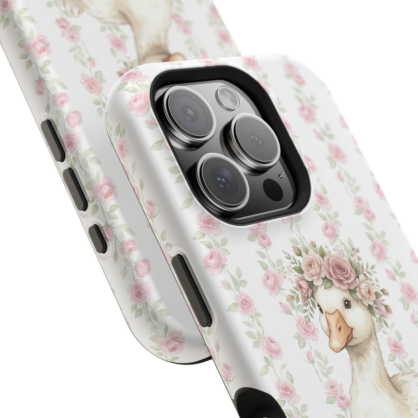 Coquette Floral Goose Phone Case – Vintage Flower Pattern Aesthetic Case for iPhone & Samsung Galaxy