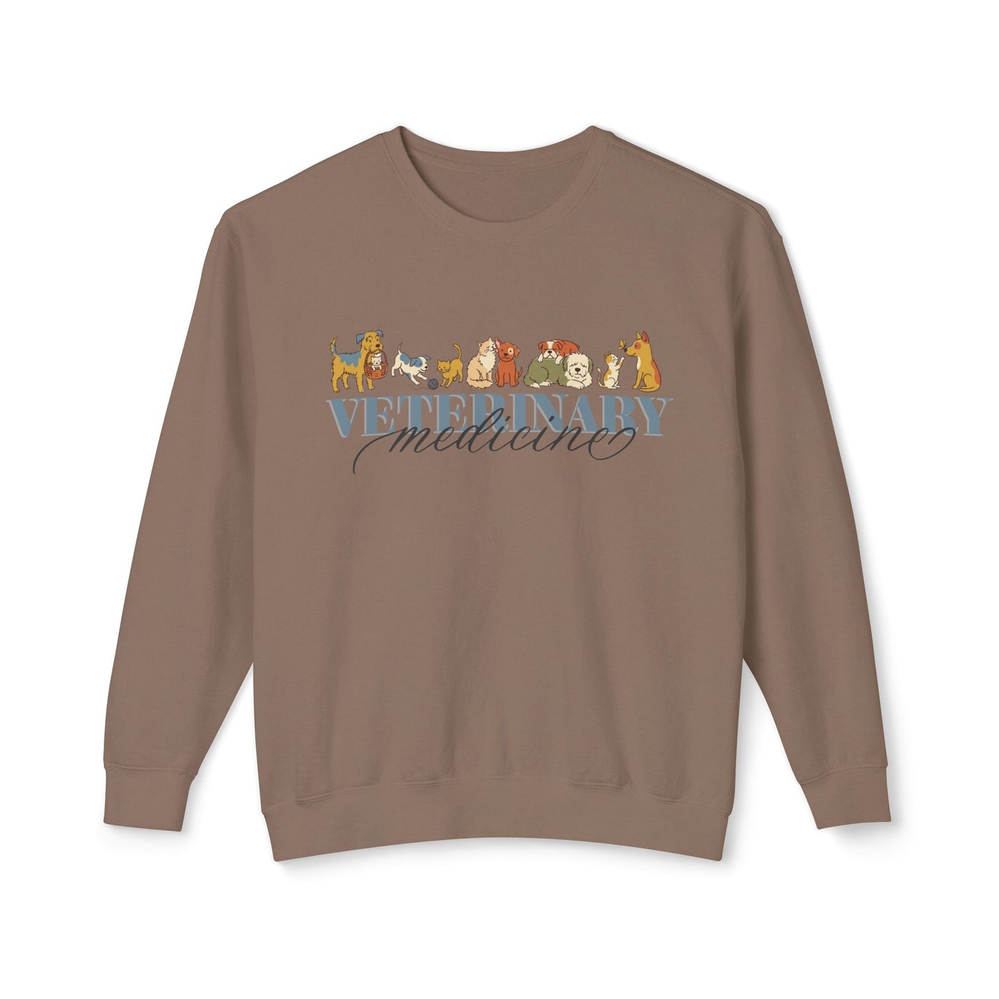 Veterinary Medicine Sweatshirt – Dog & Cat Graphic Crewneck on Comfort Colors for Vet Techs