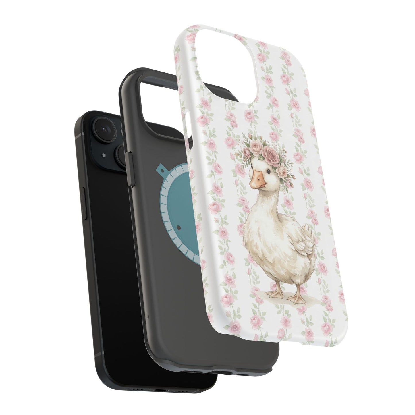 Coquette Floral Goose Phone Case – Vintage Flower Pattern Aesthetic Case for iPhone & Samsung Galaxy