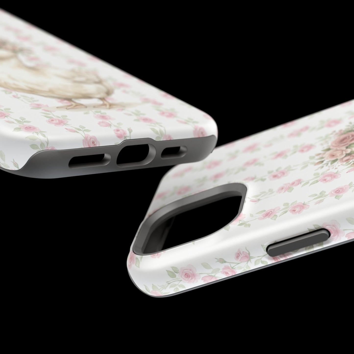 Coquette Floral Goose Phone Case – Vintage Flower Pattern Aesthetic Case for iPhone & Samsung Galaxy