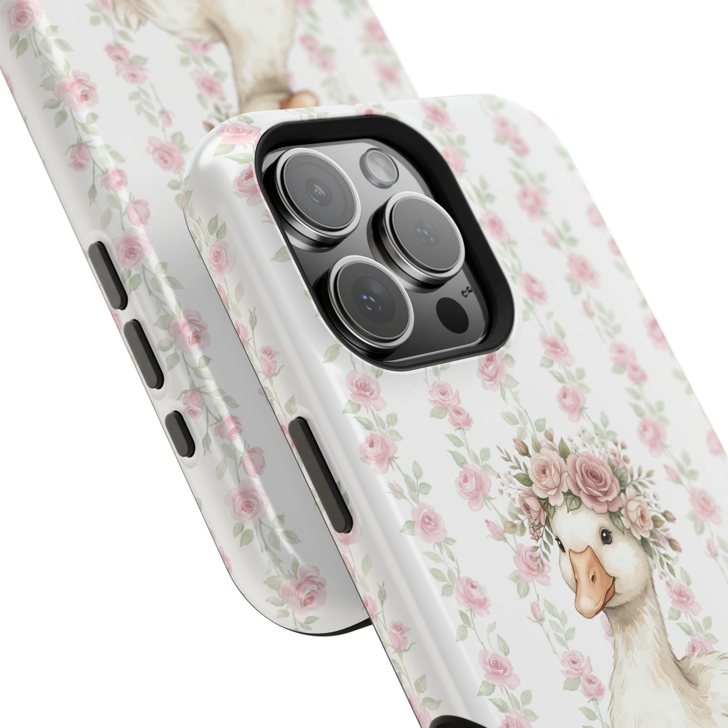 Coquette Floral Goose Phone Case – Vintage Flower Pattern Aesthetic Case for iPhone & Samsung Galaxy