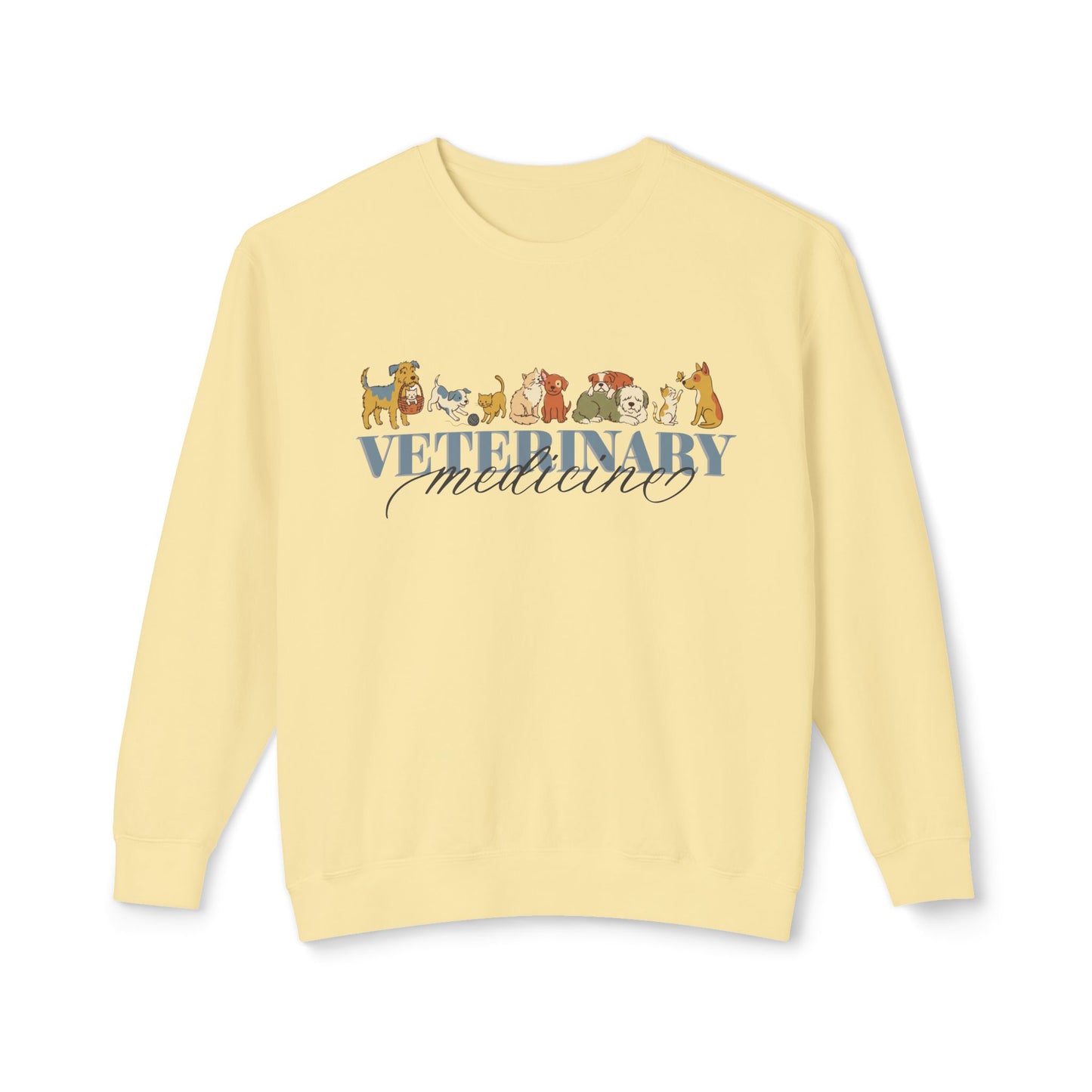 Veterinary Medicine Sweatshirt – Dog & Cat Graphic Crewneck on Comfort Colors for Vet Techs