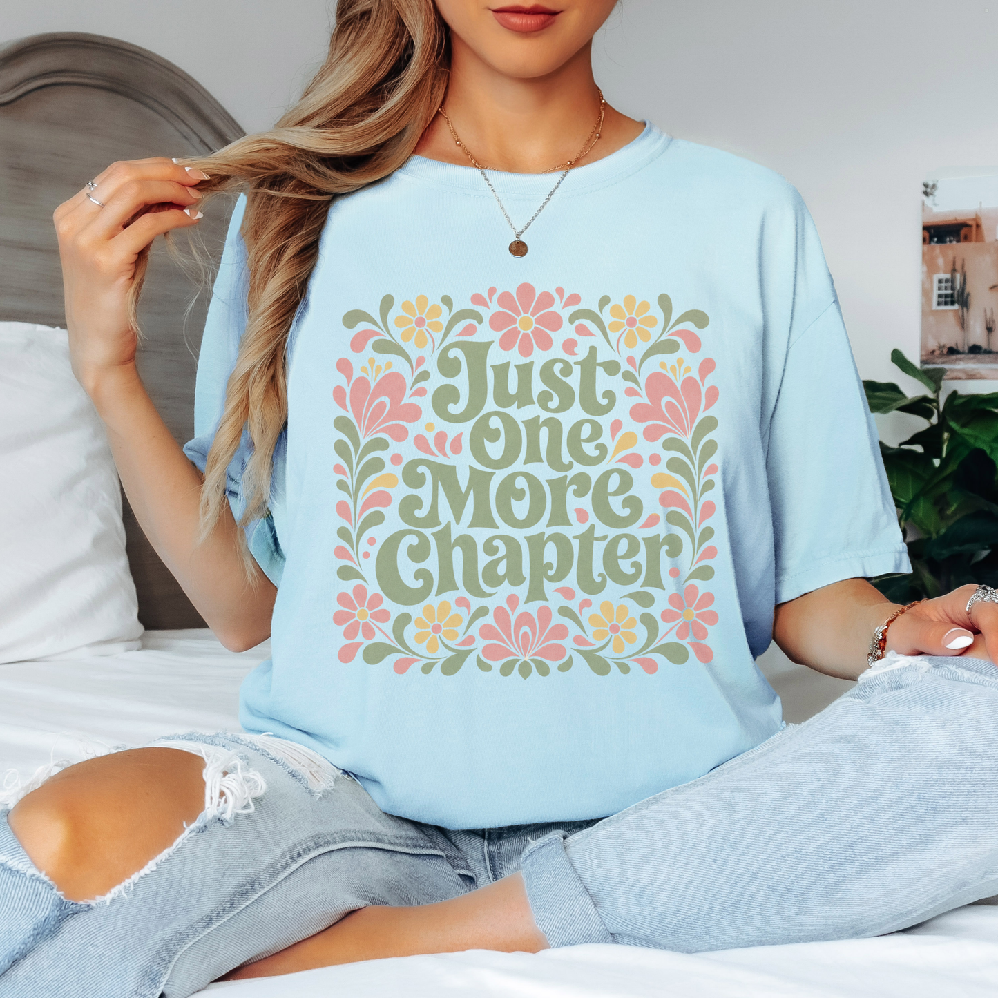 One More Chapter Floral T-Shirt – Cozy Book Lover Graphic Tee on Comfort Colors