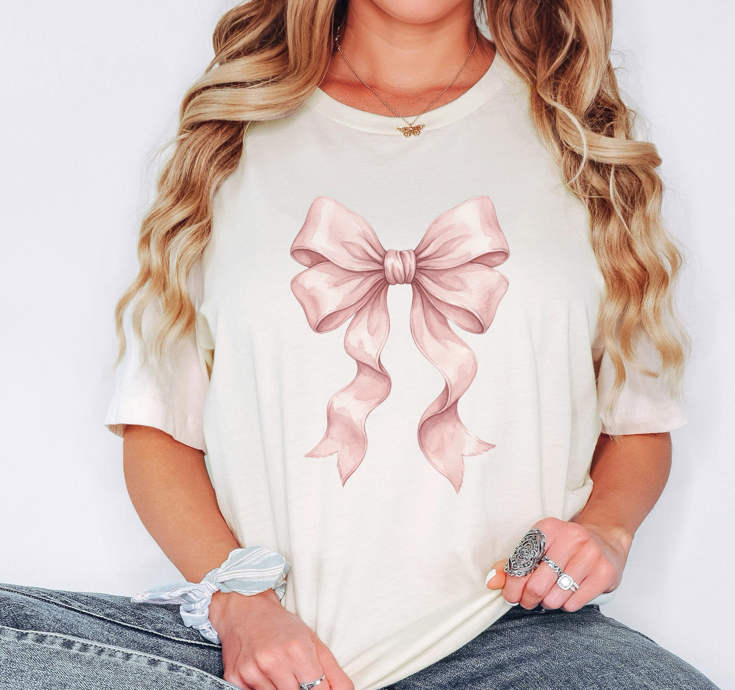 Coquette Bow T-Shirt – Pink Ribbon Aesthetic Graphic Tee on Comfort Colors for Cute Style Lovers