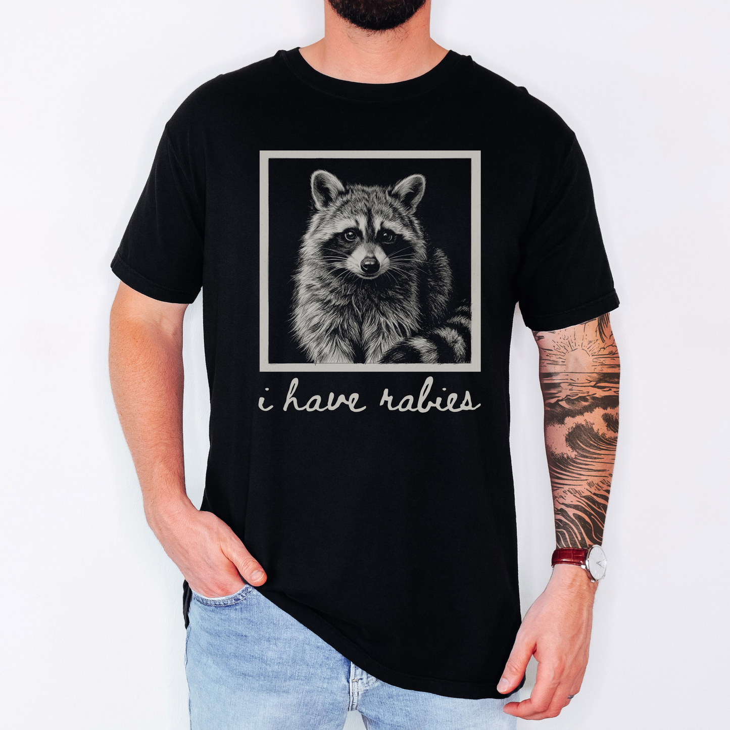 Funny Raccoon T-Shirt – “I Have Rabies” Dark Humor Cottagecore Graphic Tee on Comfort Colors