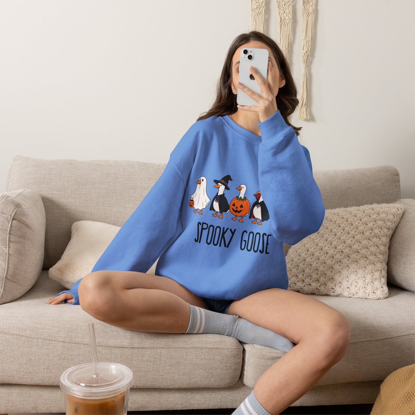 Spooky Goose Halloween Sweatshirt — Cute Goose Pumpkin & Costume Graphic