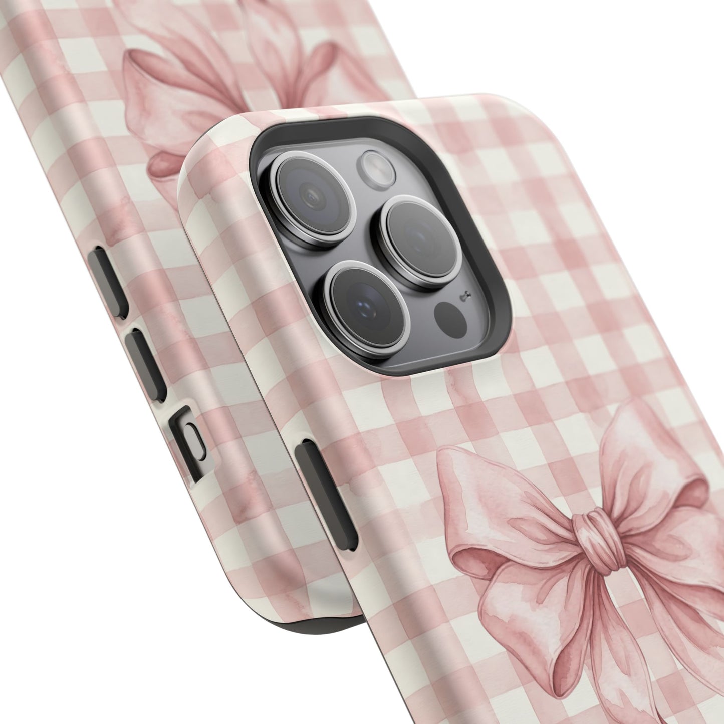 Coquette Bow Phone Case – Pink Gingham Ribbon Aesthetic Case for iPhone & Samsung Galaxy