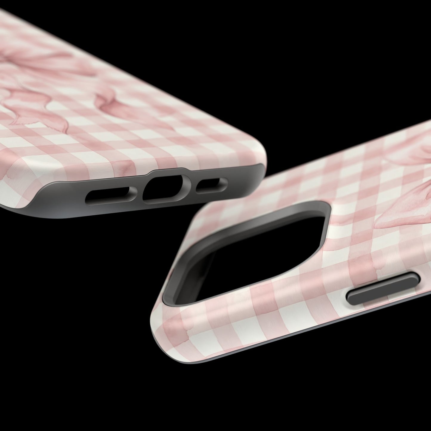Coquette Bow Phone Case – Pink Gingham Ribbon Aesthetic Case for iPhone & Samsung Galaxy