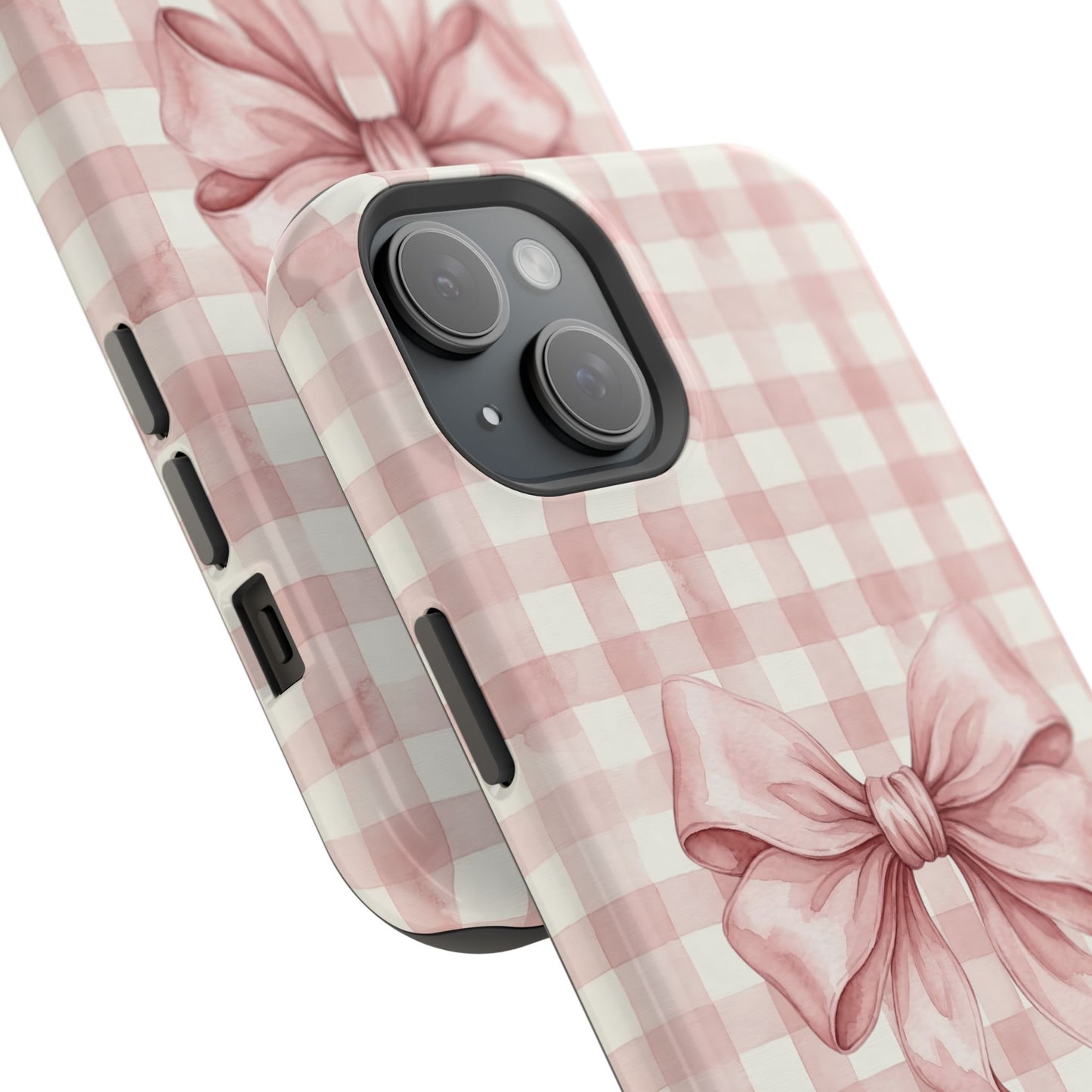 Coquette Bow Phone Case – Pink Gingham Ribbon Aesthetic Case for iPhone & Samsung Galaxy