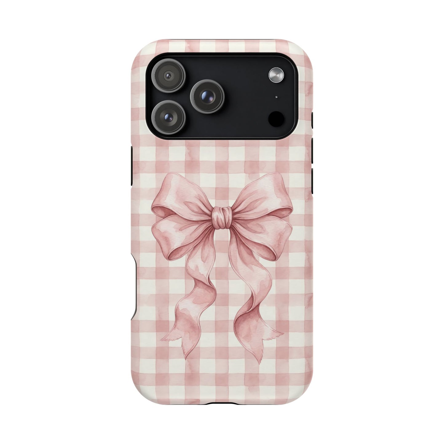 Coquette Bow Phone Case – Pink Gingham Ribbon Aesthetic Case for iPhone & Samsung Galaxy