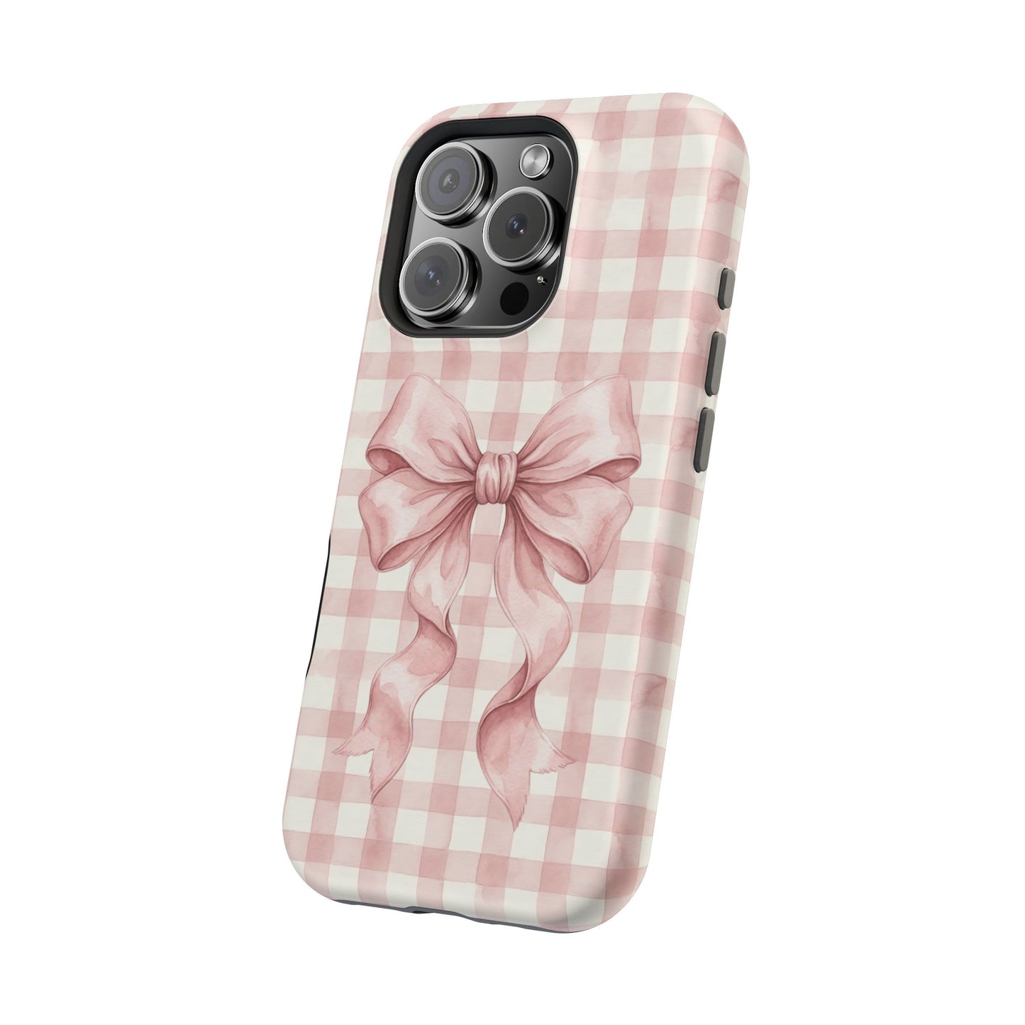 Coquette Bow Phone Case – Pink Gingham Ribbon Aesthetic Case for iPhone & Samsung Galaxy