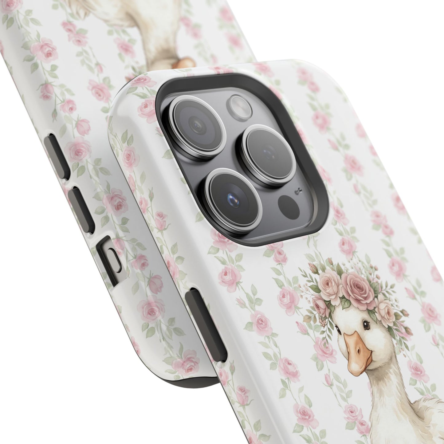 Coquette Floral Goose Phone Case – Vintage Flower Pattern Aesthetic Case for iPhone & Samsung Galaxy