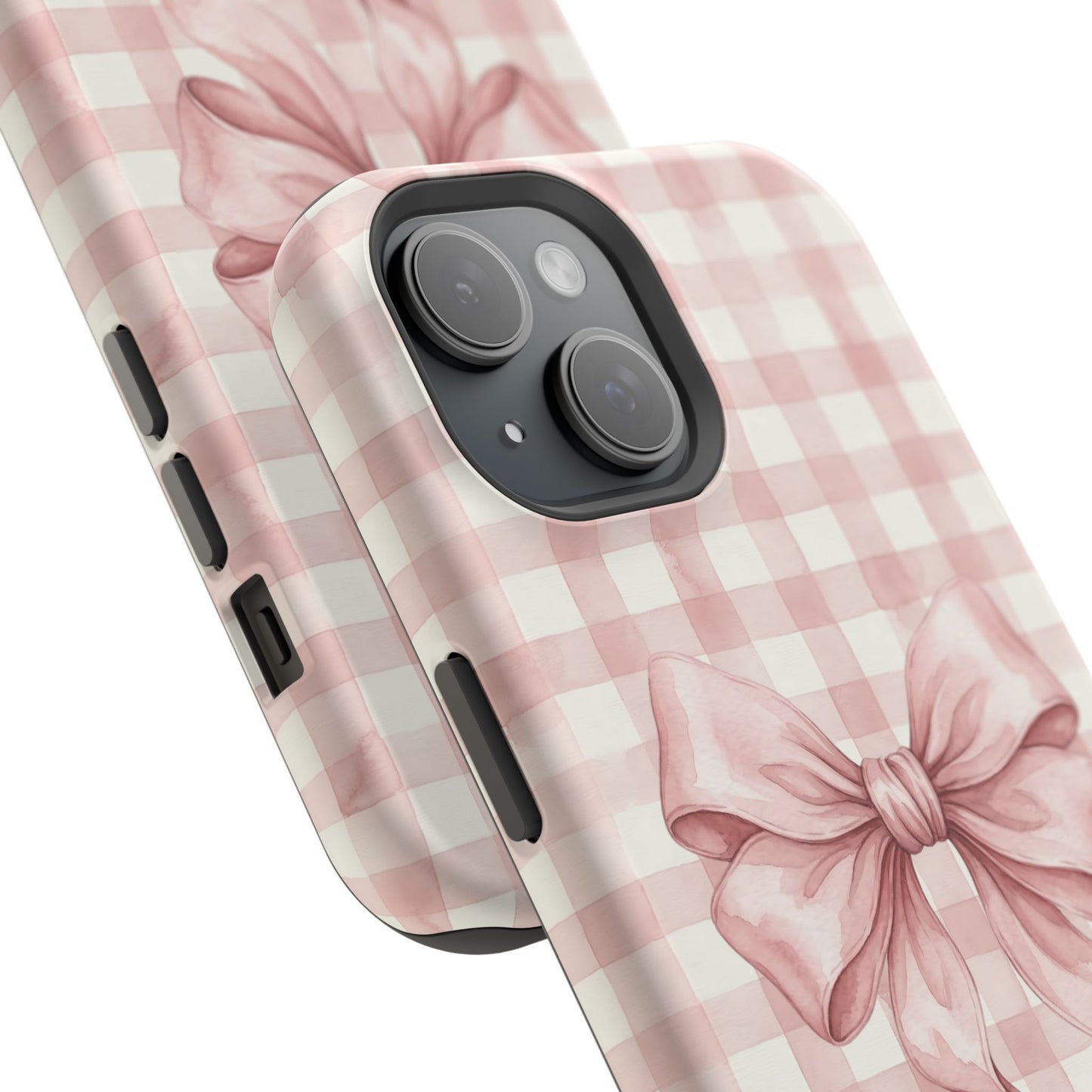 Coquette Bow Phone Case – Pink Gingham Ribbon Aesthetic Case for iPhone & Samsung Galaxy