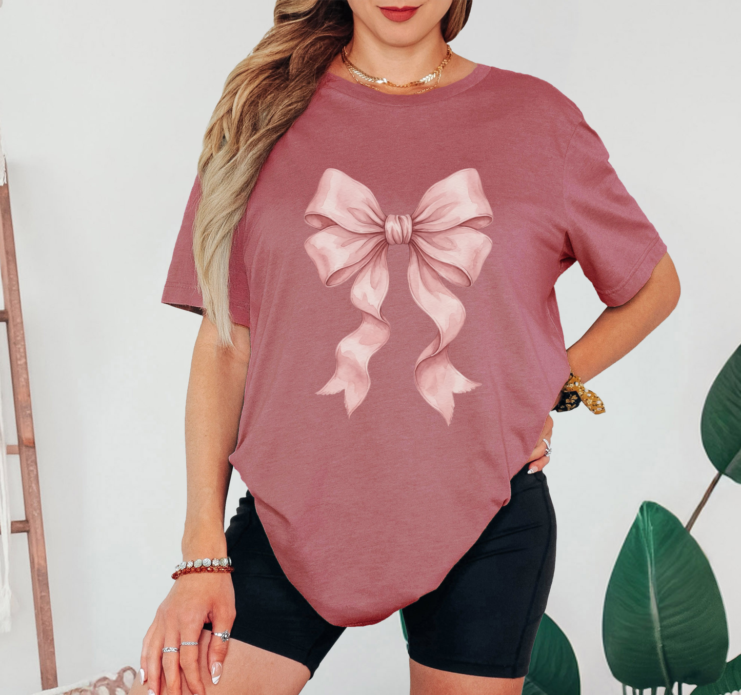 Coquette Bow T-Shirt – Pink Ribbon Aesthetic Graphic Tee on Comfort Colors for Cute Style Lovers
