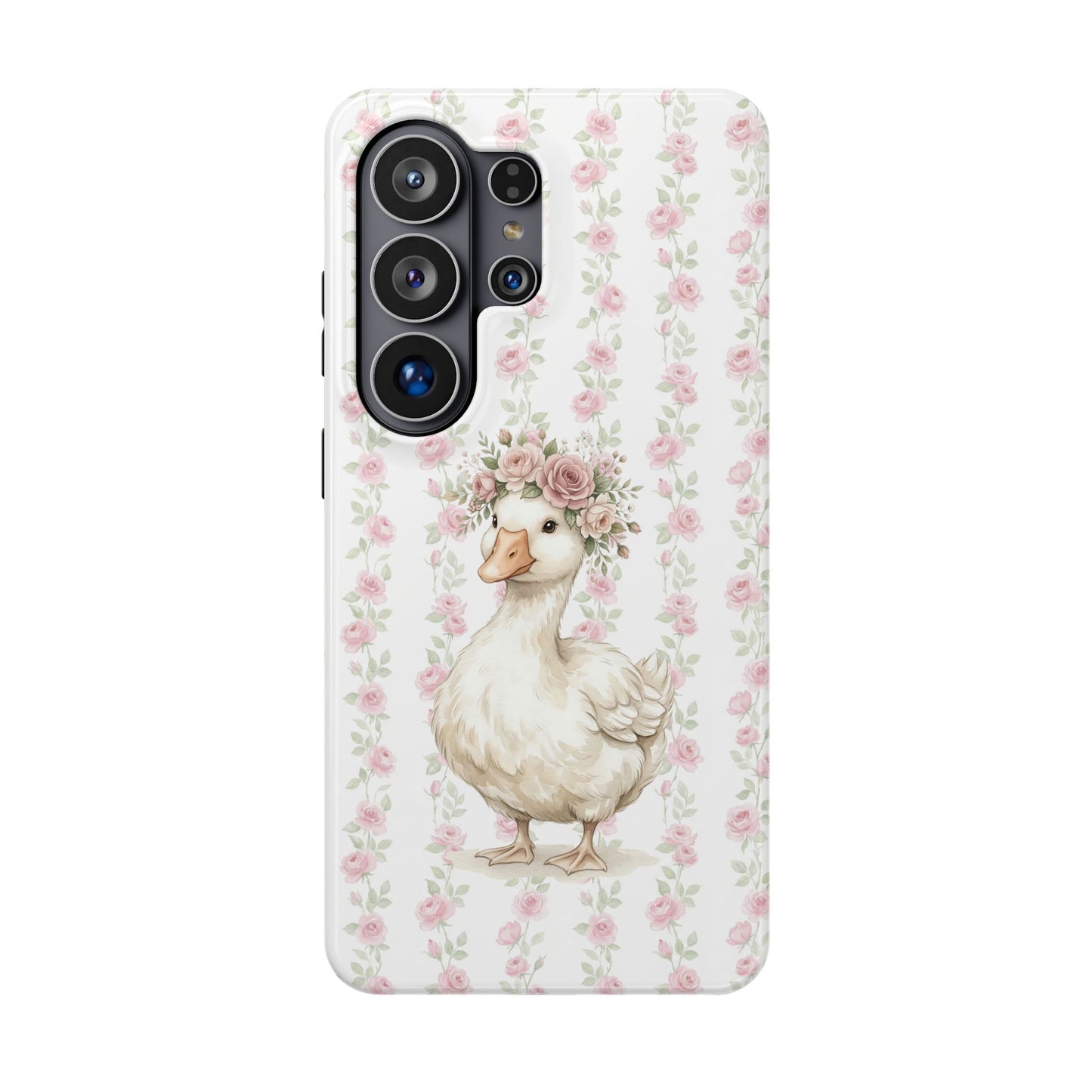 Coquette Floral Goose Phone Case – Vintage Flower Pattern Aesthetic Case for iPhone & Samsung Galaxy