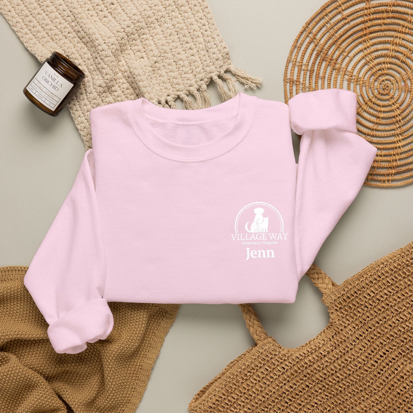Village Way Vet Custom Name Crewneck Sweatshirt
