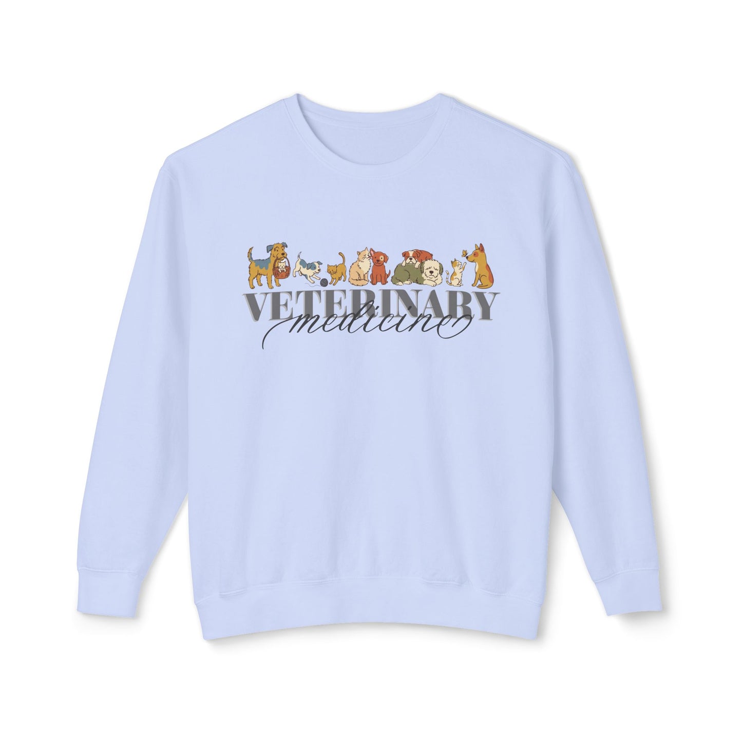 Veterinary Medicine Sweatshirt – Dog & Cat Graphic Crewneck on Comfort Colors for Vet Techs