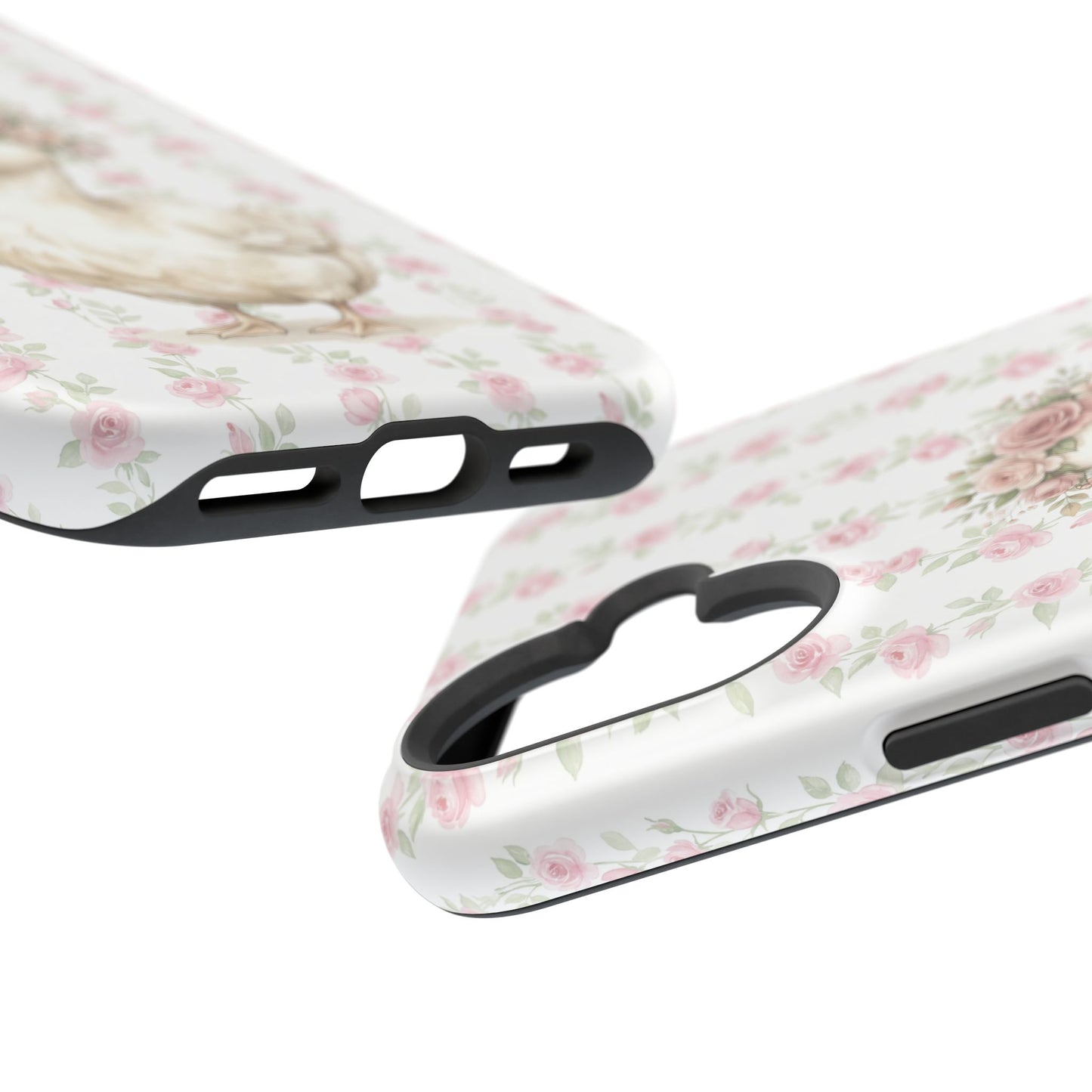 Coquette Floral Goose Phone Case – Vintage Flower Pattern Aesthetic Case for iPhone & Samsung Galaxy
