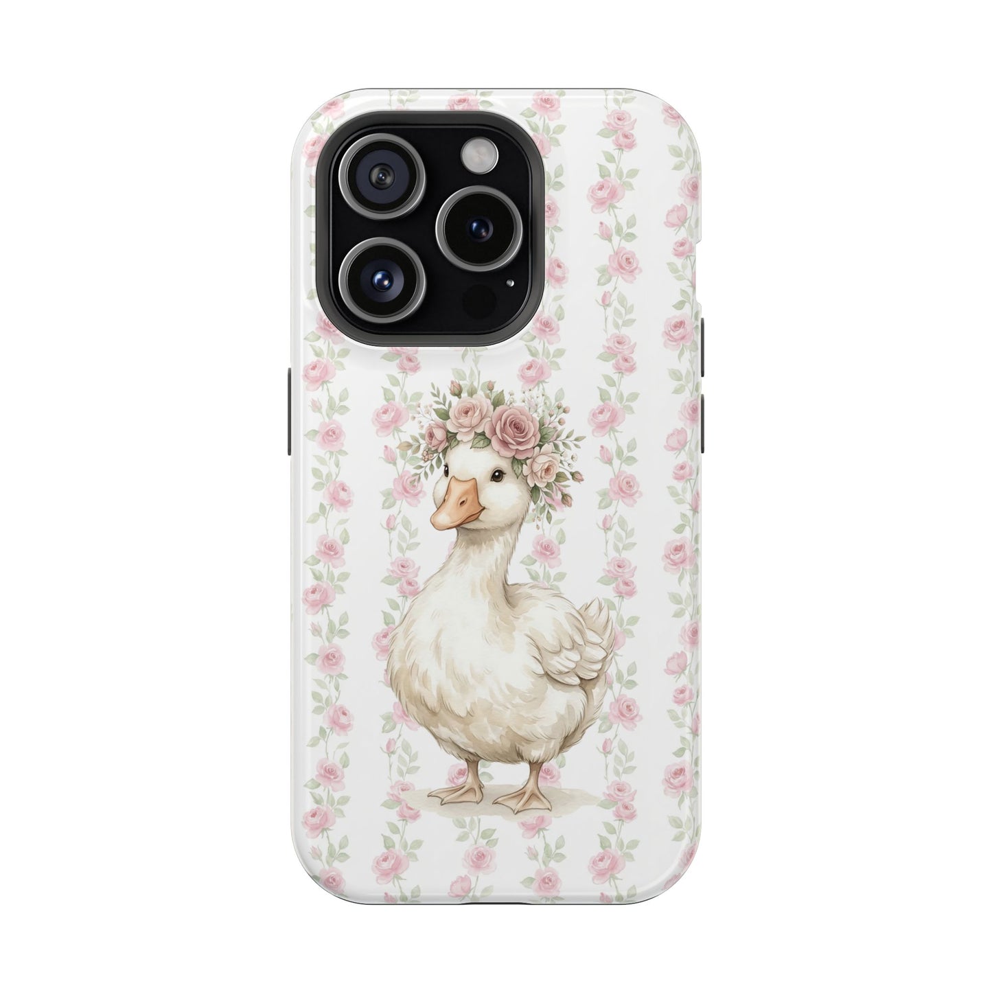 Coquette Floral Goose Phone Case – Vintage Flower Pattern Aesthetic Case for iPhone & Samsung Galaxy