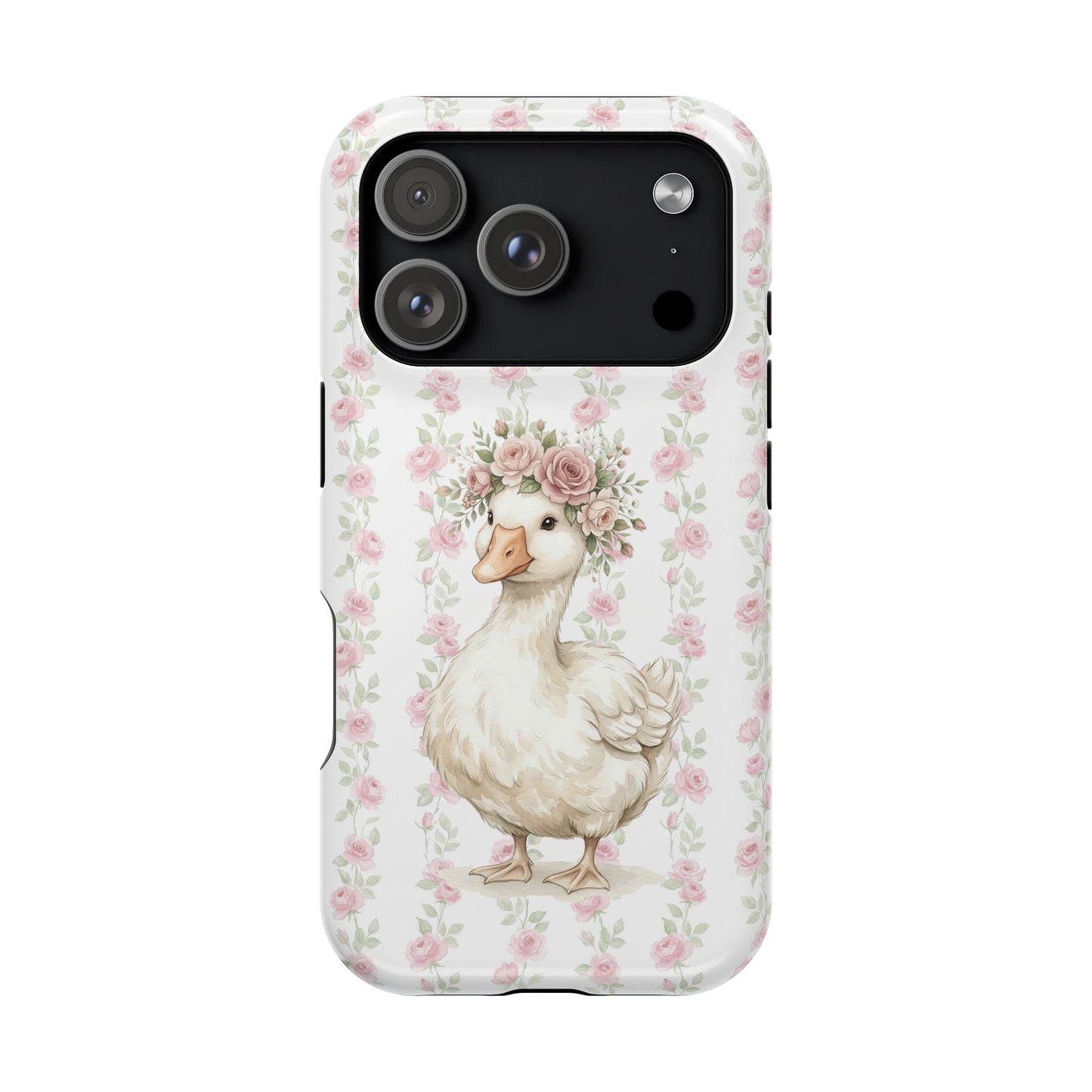 Coquette Floral Goose Phone Case – Vintage Flower Pattern Aesthetic Case for iPhone & Samsung Galaxy