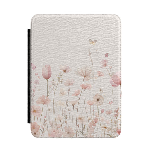 Cottagecore Butterfly Kindle Case – Pink Wildflower Floral Aesthetic E-Reader Cover for Book Lovers