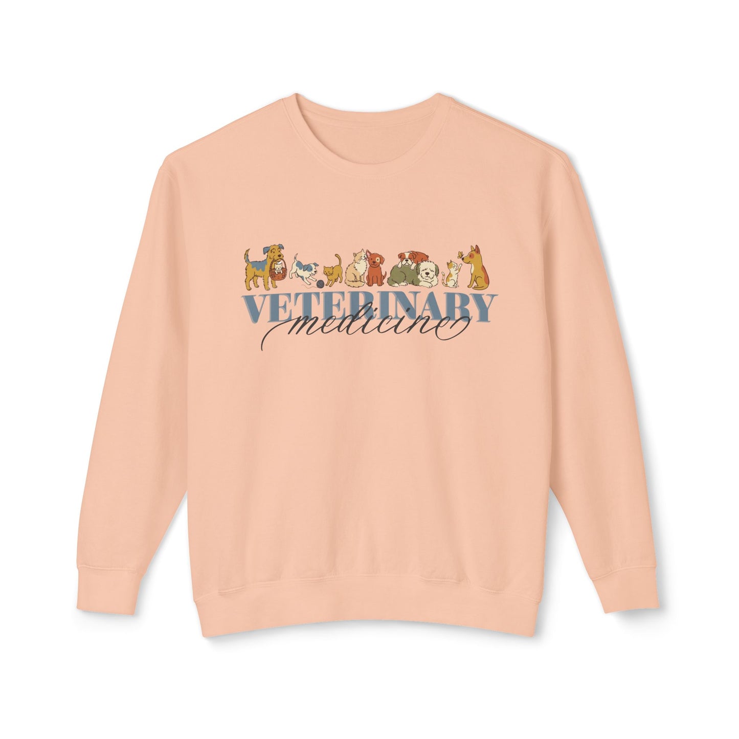Veterinary Medicine Sweatshirt – Dog & Cat Graphic Crewneck on Comfort Colors for Vet Techs