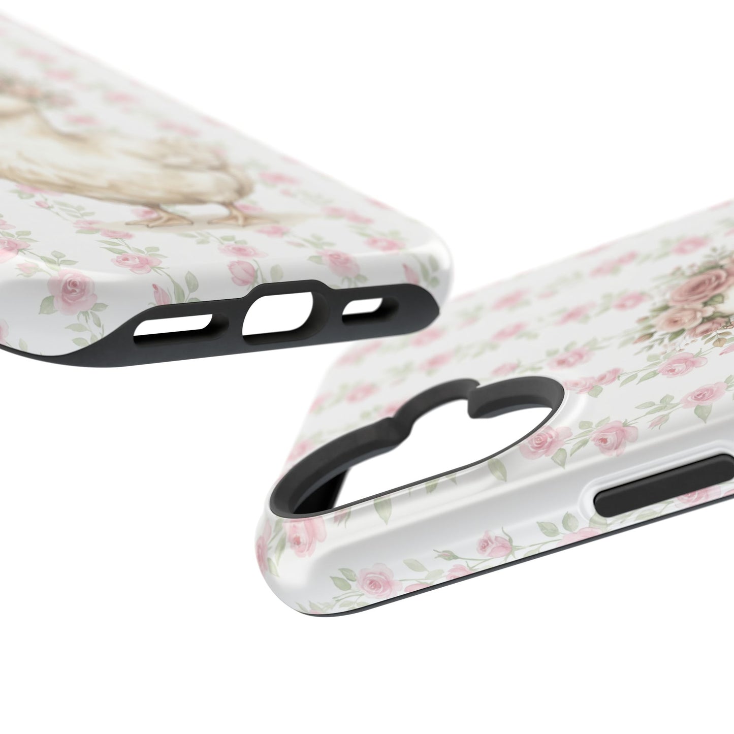 Coquette Floral Goose Phone Case – Vintage Flower Pattern Aesthetic Case for iPhone & Samsung Galaxy