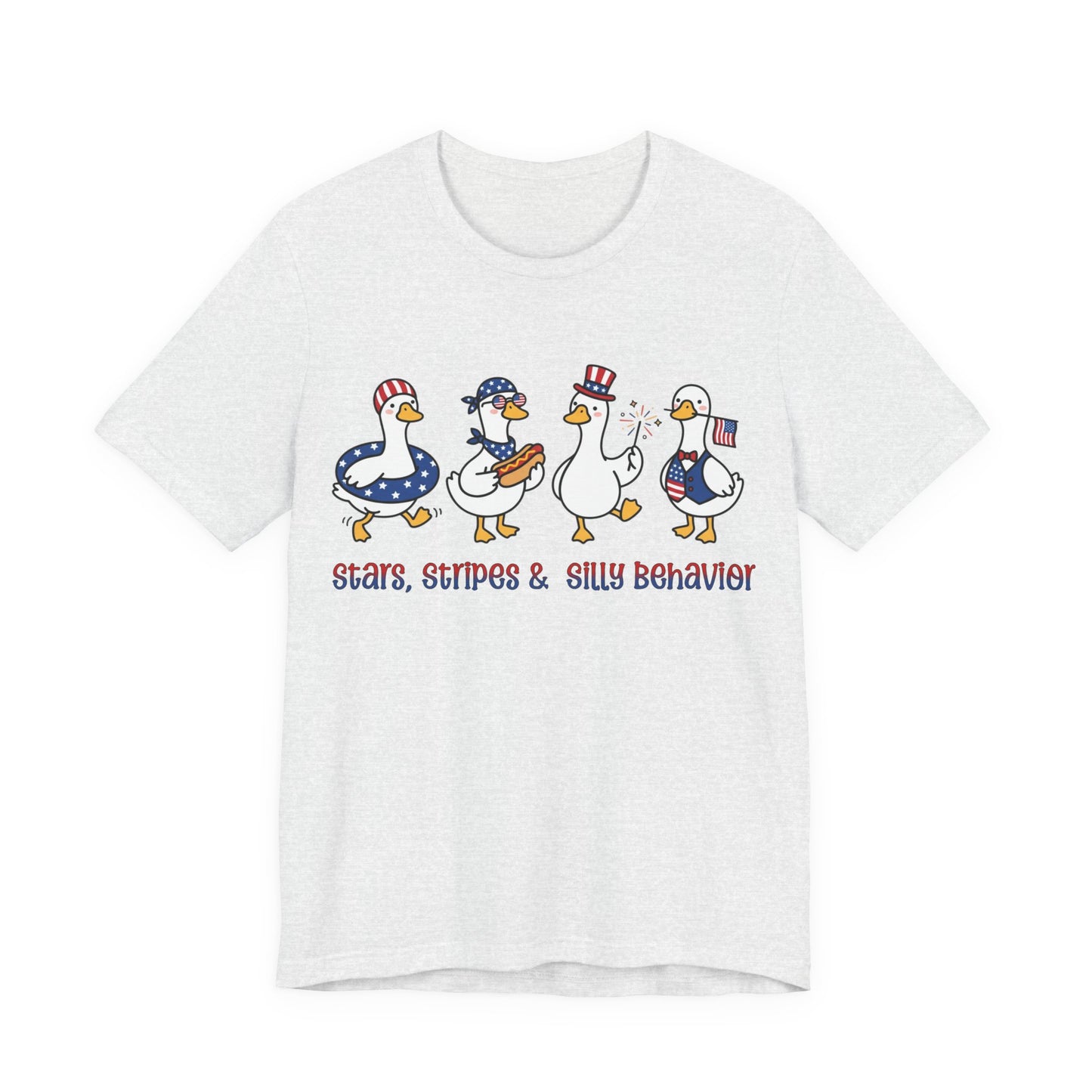 Fourth of July T-Shirt – Star Stripe “Silly Behavior” Cute Graphic Tee on Bella Canvas