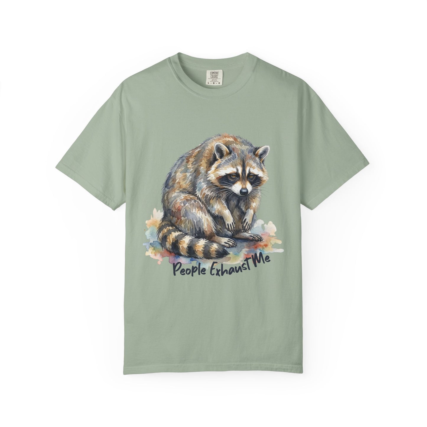 Funny Raccoon T-Shirt – “People Exhaust Me” Cottagecore Graphic Tee on Comfort Colors