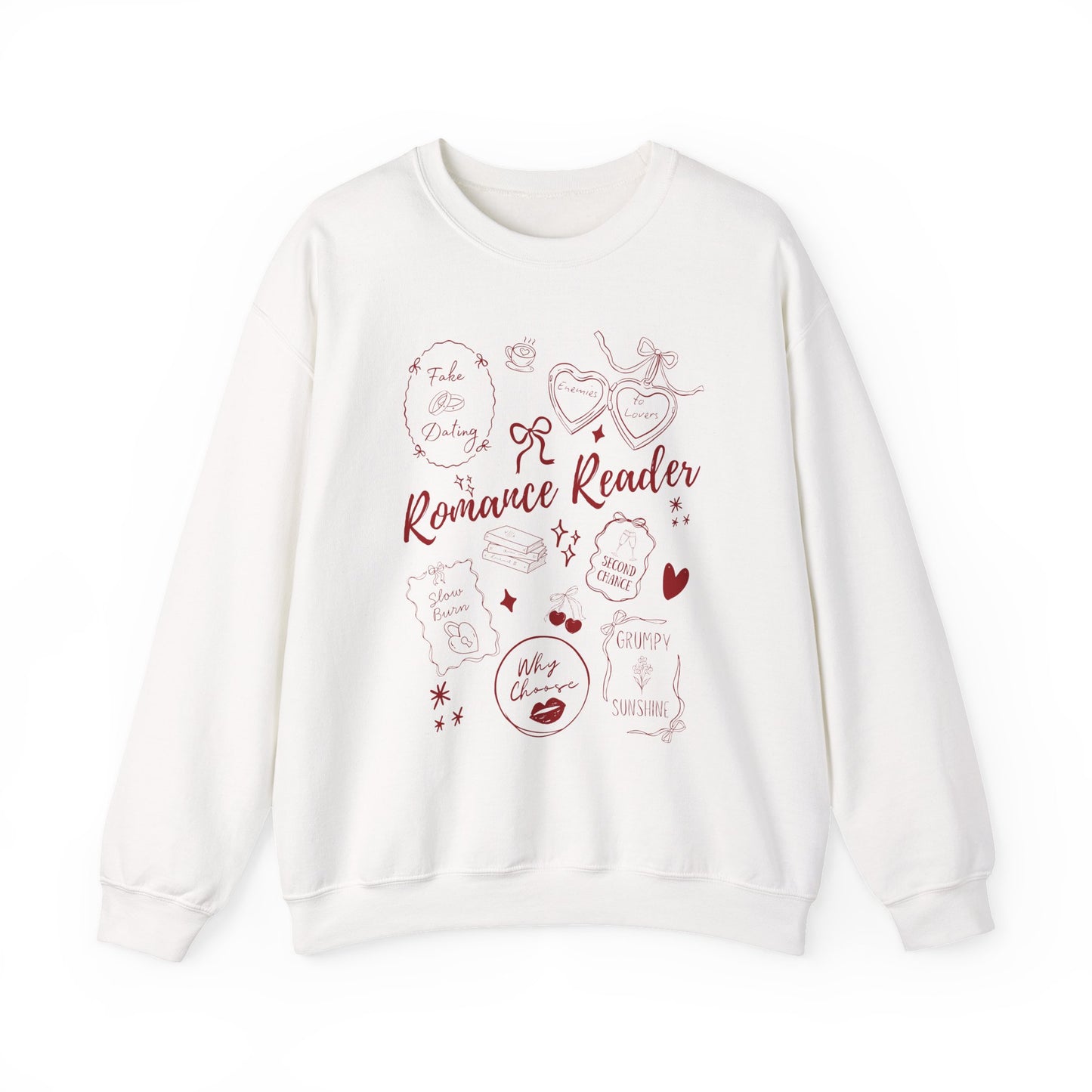 Romance Reader Sweatshirt – Coquette Bookish Graphic Crewneck on Gildan for Book Lovers