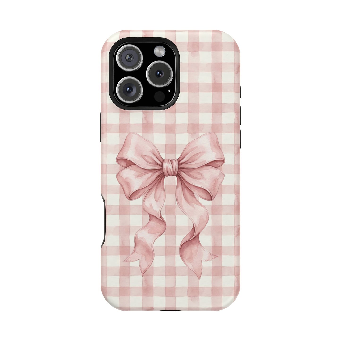 Coquette Bow Phone Case – Pink Gingham Ribbon Aesthetic Case for iPhone & Samsung Galaxy