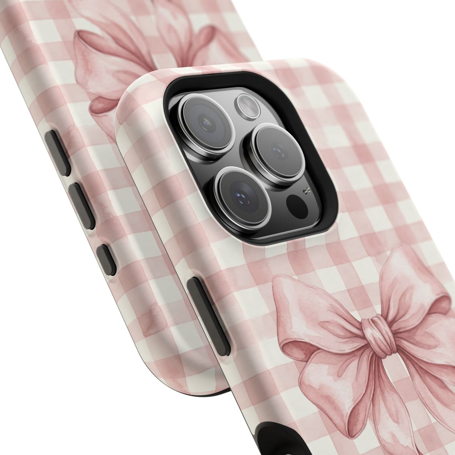 Coquette Bow Phone Case – Pink Gingham Ribbon Aesthetic Case for iPhone & Samsung Galaxy